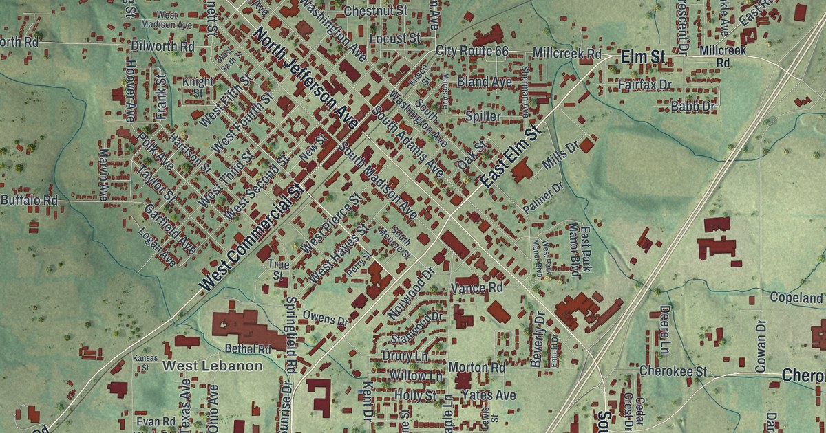 Map of Lebanon, Missouri in 2026