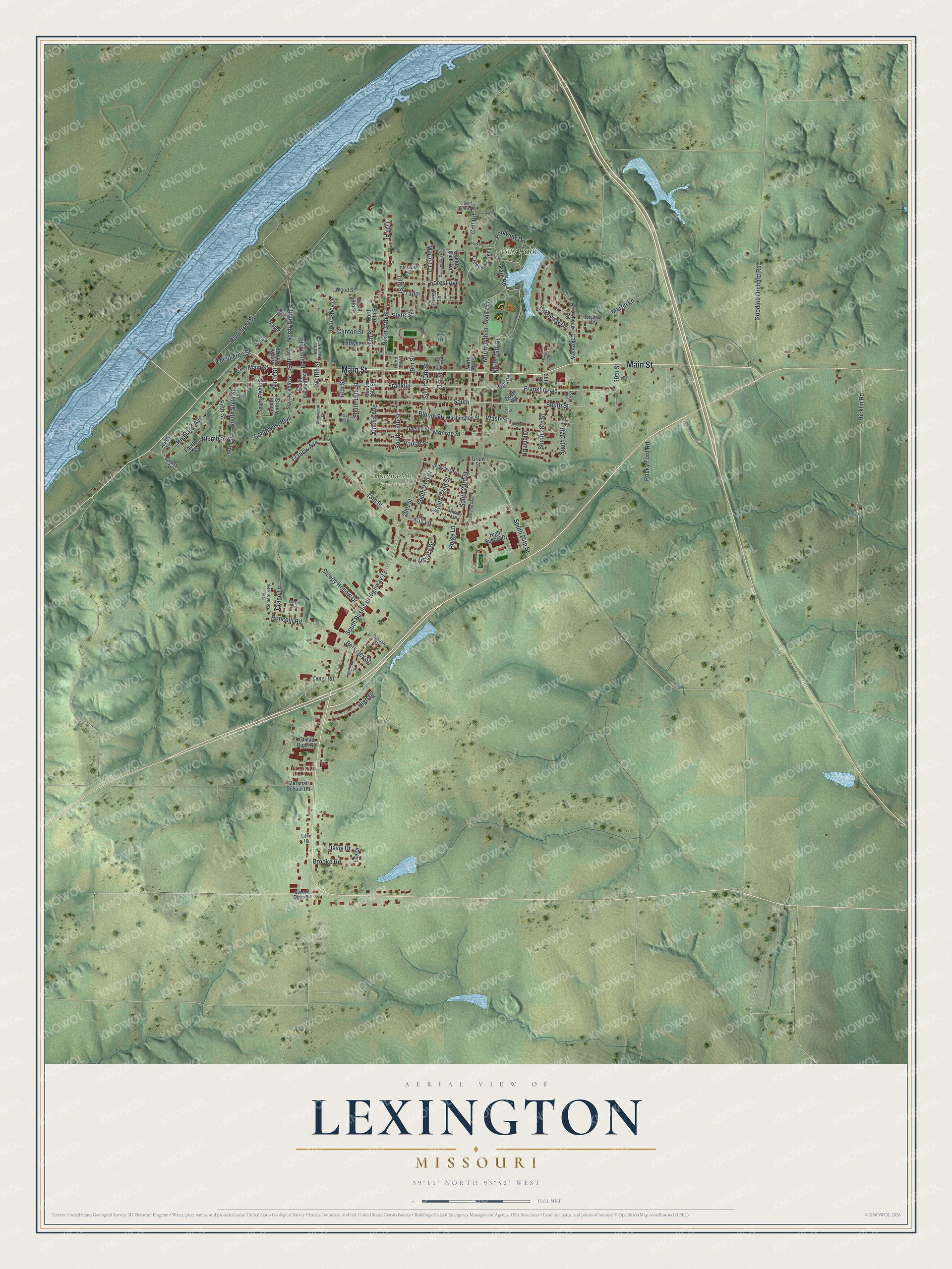 Watermarked full-map preview of Lexington, Missouri