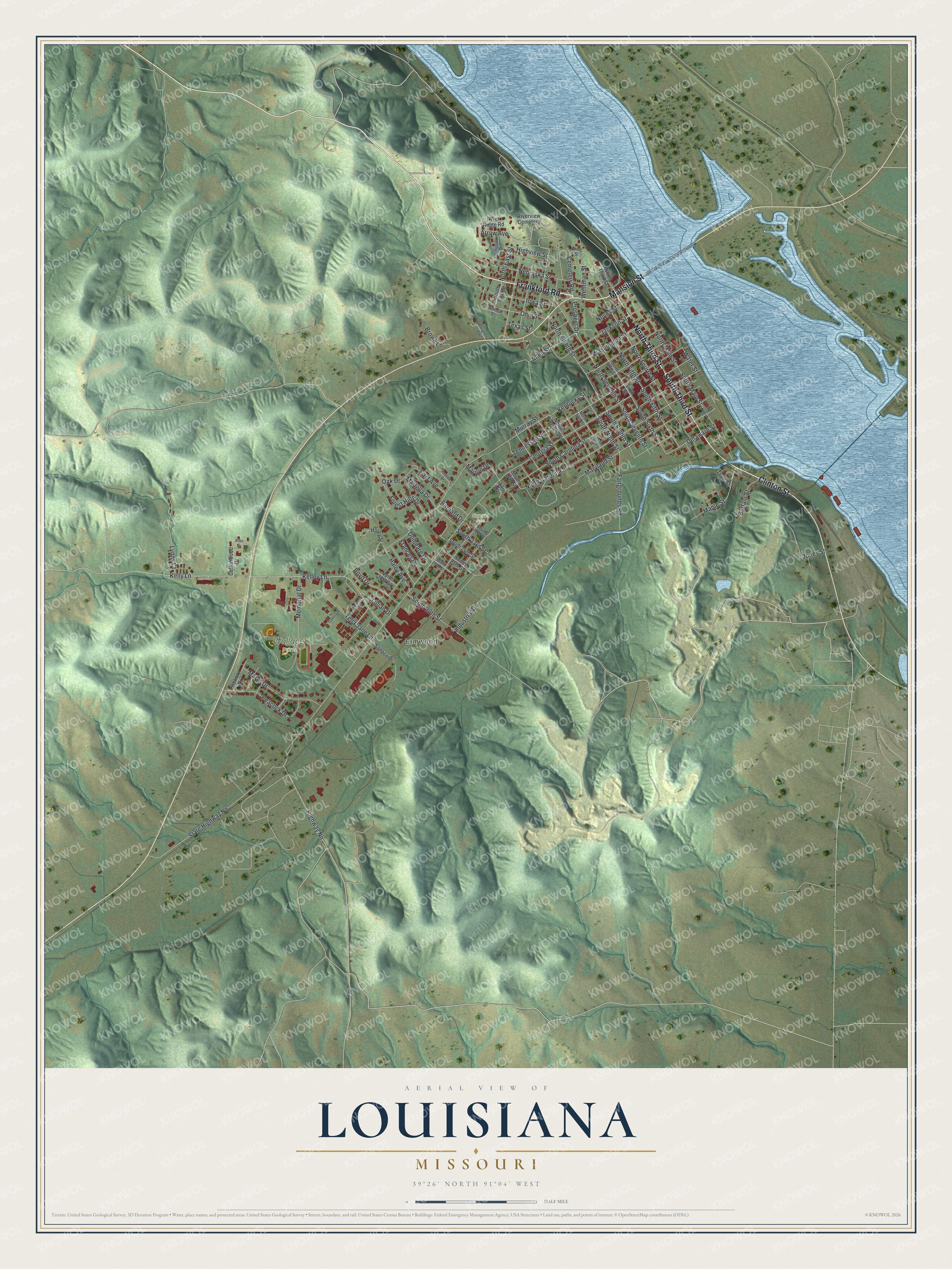 Watermarked full-map preview of Louisiana, Missouri