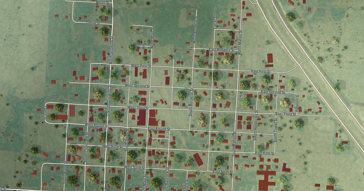 Map of Lowry City, Missouri in 2026
