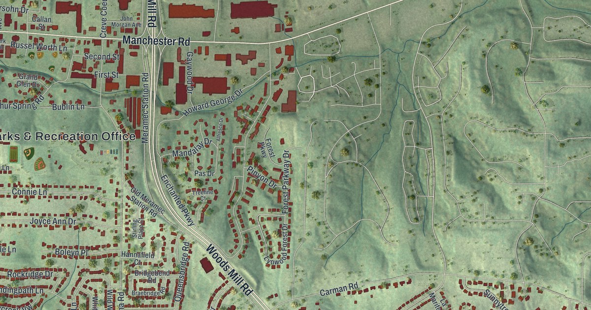 Map of Manchester, Missouri in 2026