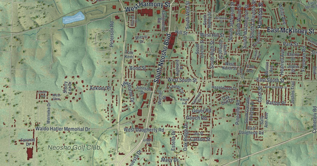 Map of Neosho, Missouri in 2026