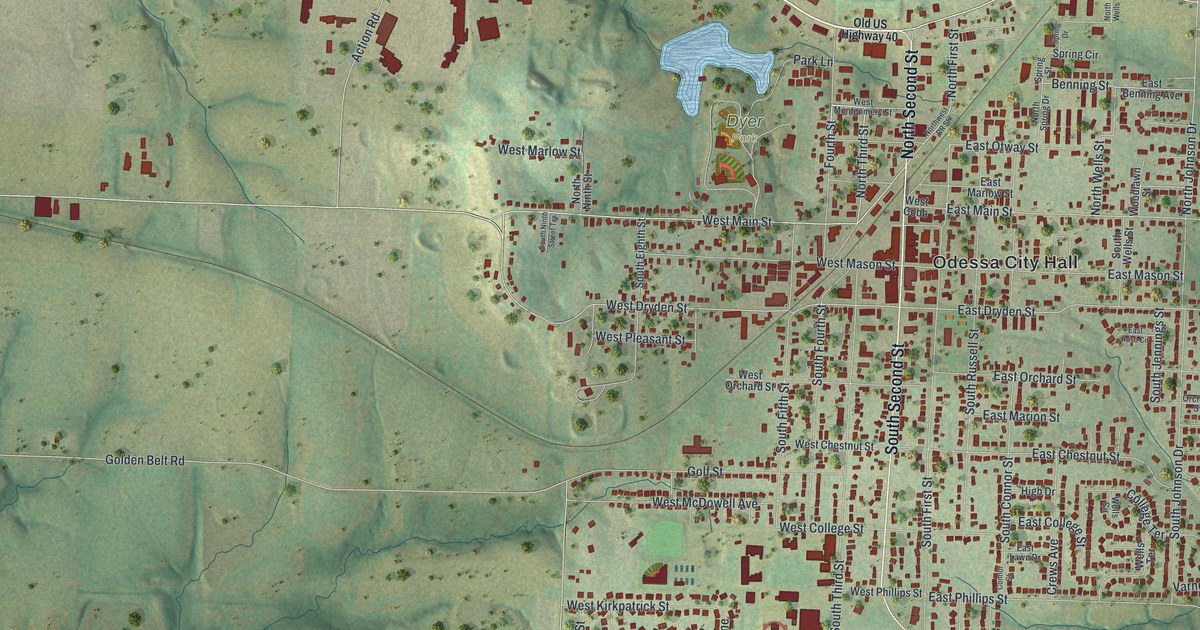 Map of Odessa, Missouri in 2026