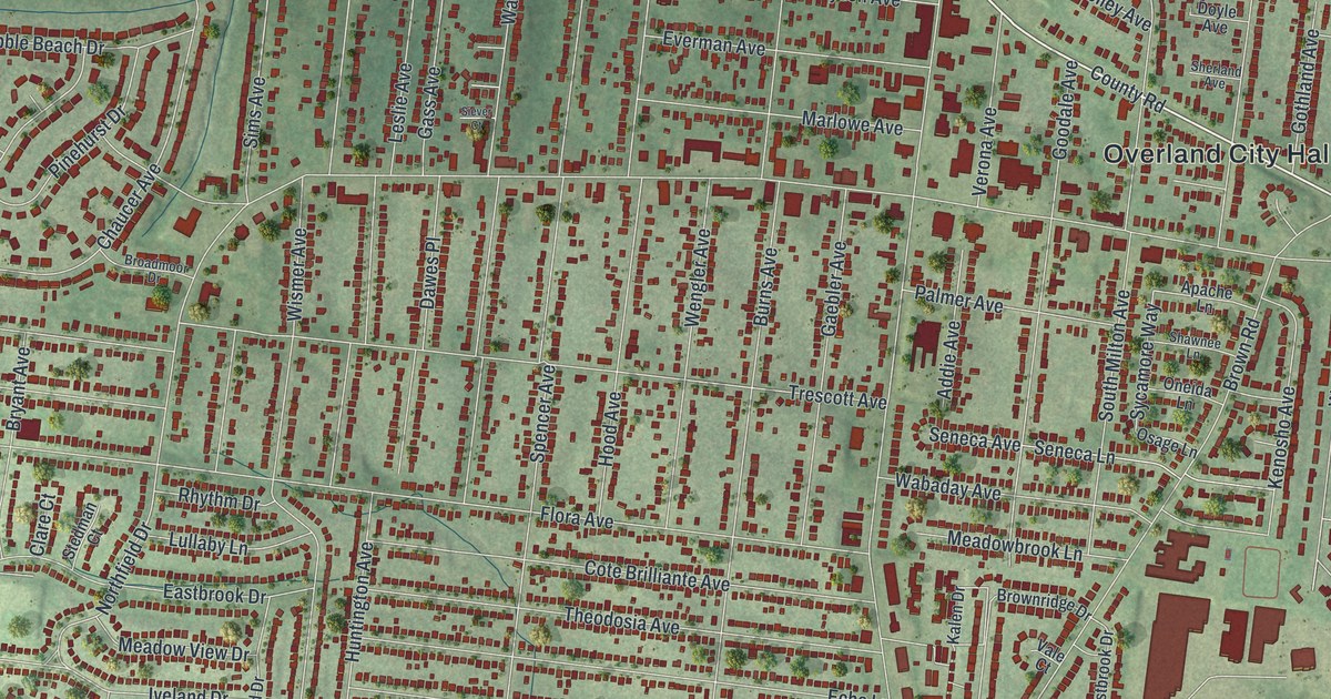 Map of Overland, Missouri in 2026