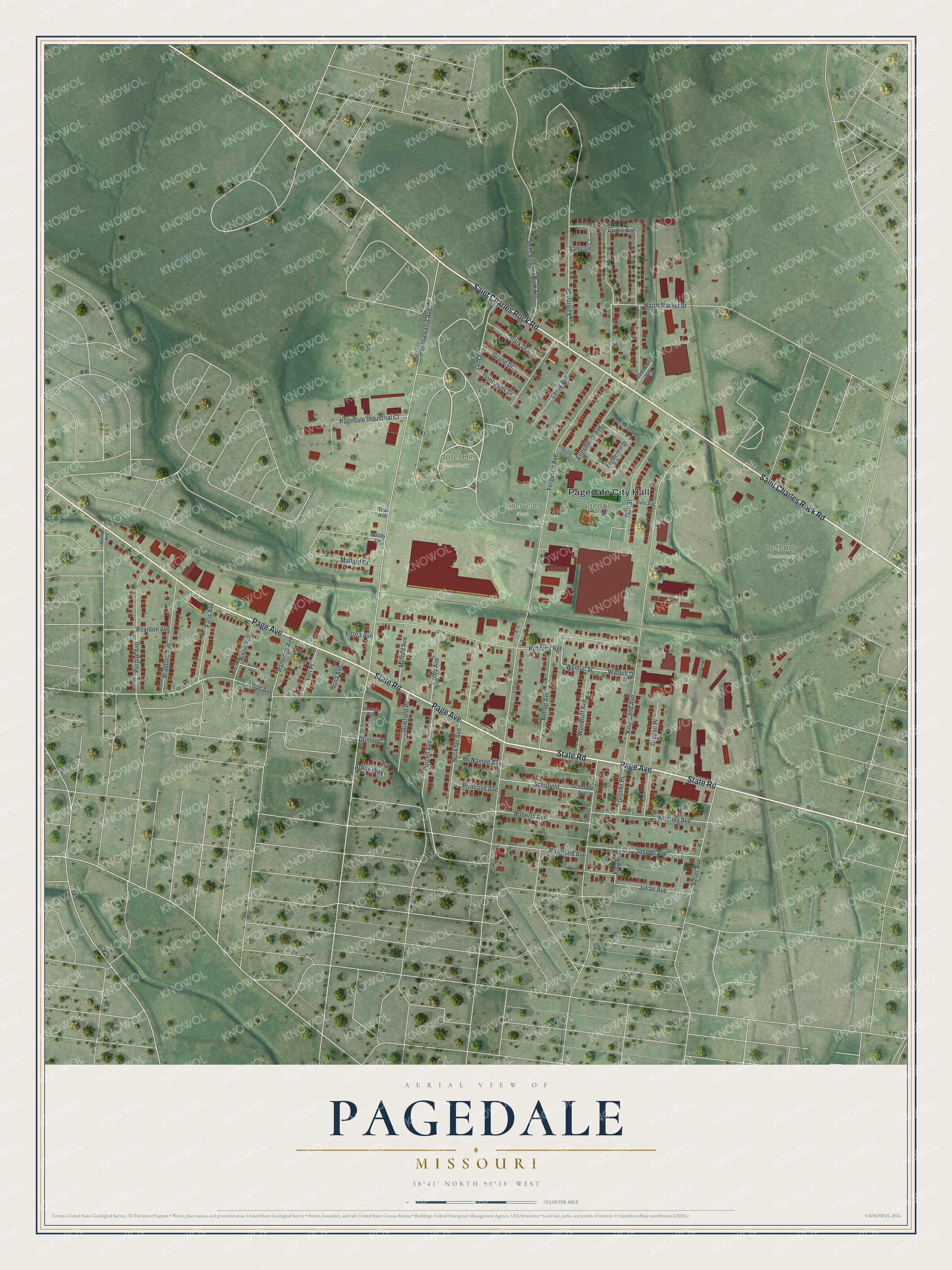 Watermarked full-map preview of Pagedale, Missouri