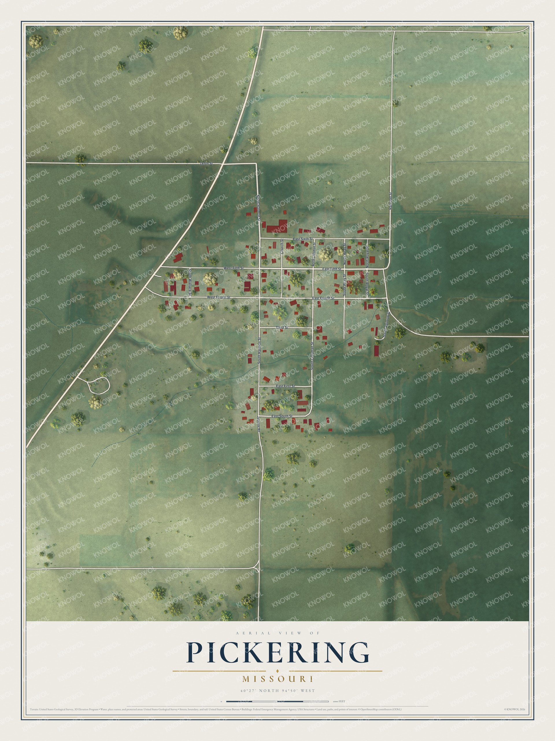 Watermarked full-map preview of Pickering, Missouri