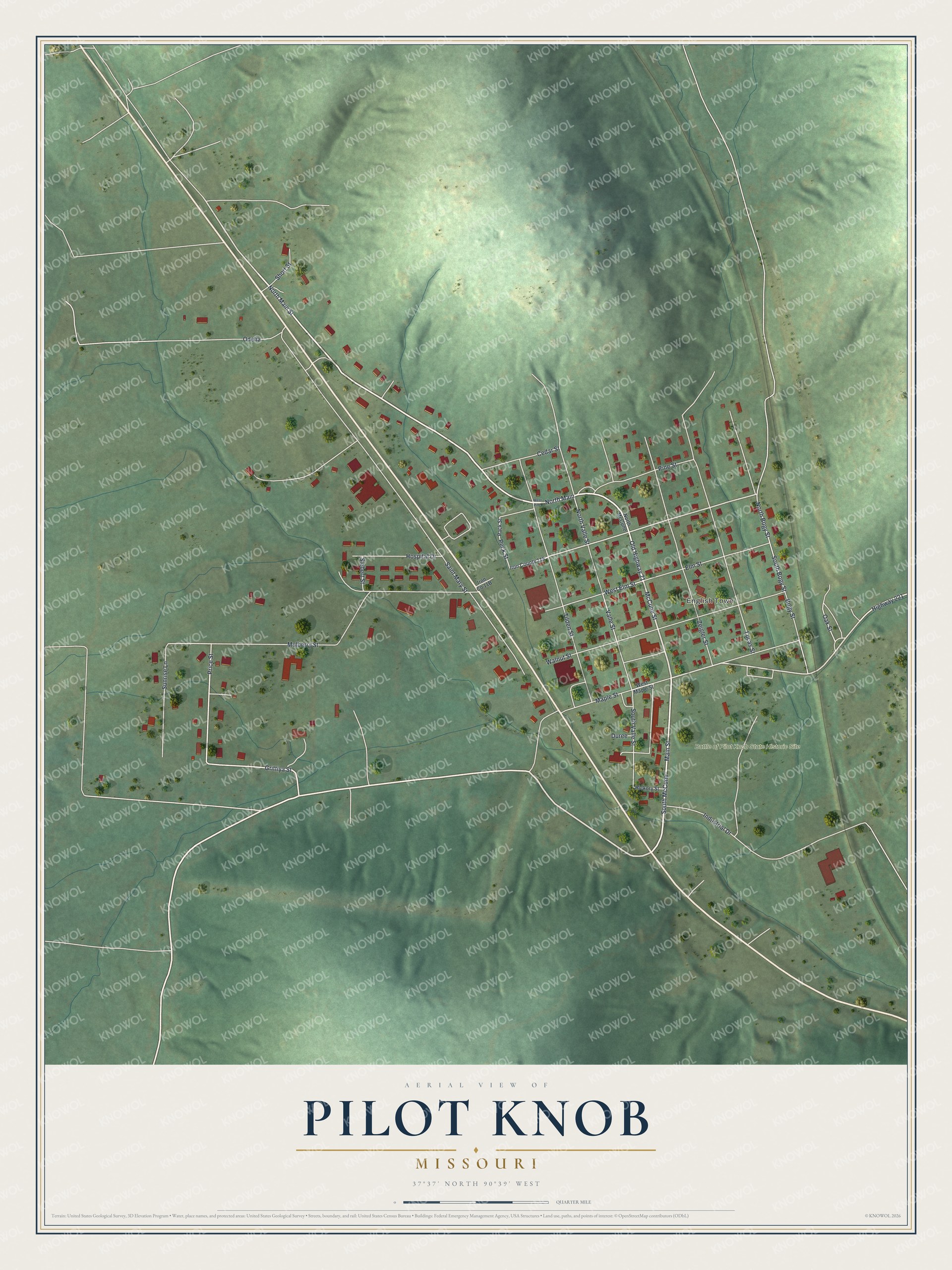 Watermarked full-map preview of Pilot Knob, Missouri