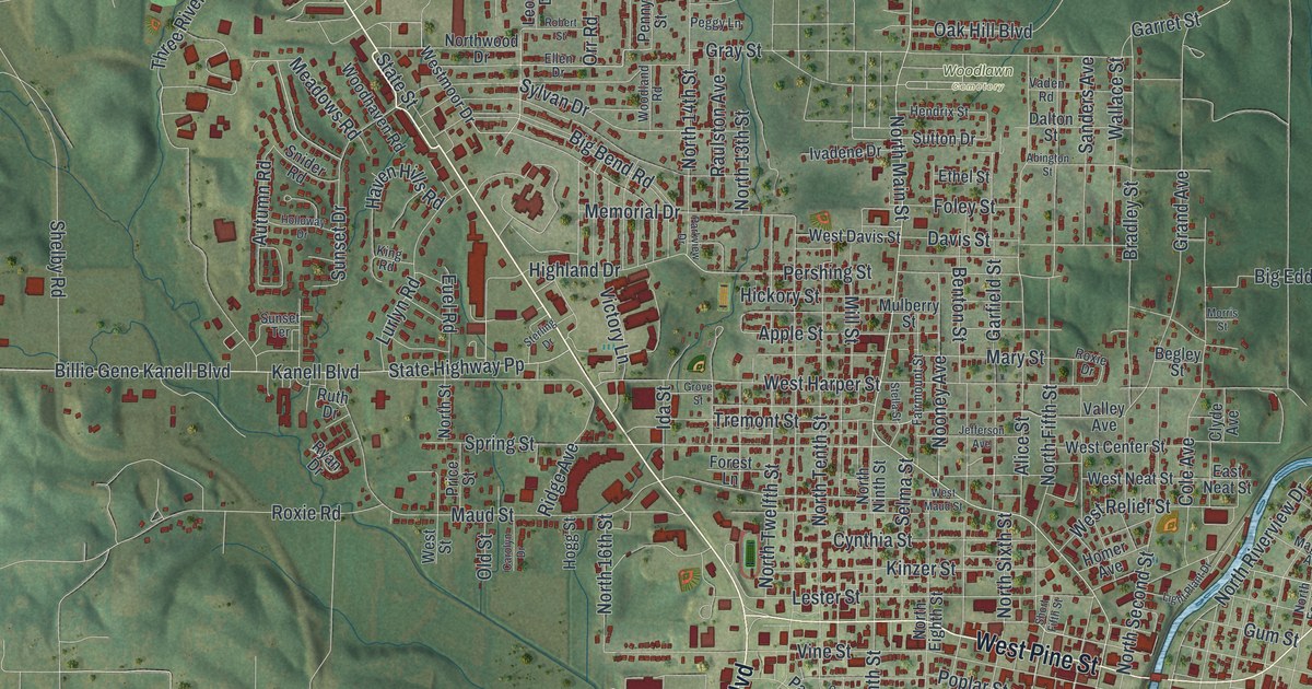 Map of Poplar Bluff, Missouri in 2026