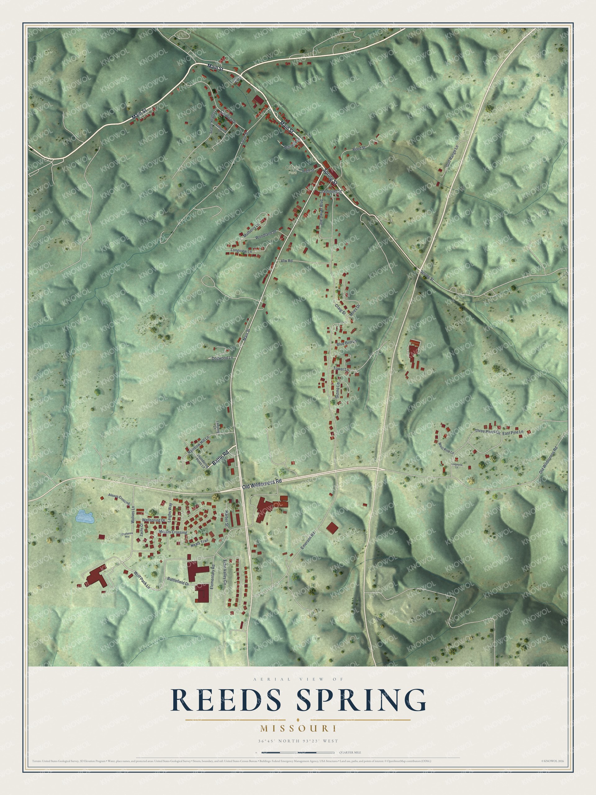 Watermarked full-map preview of Reeds Spring, Missouri