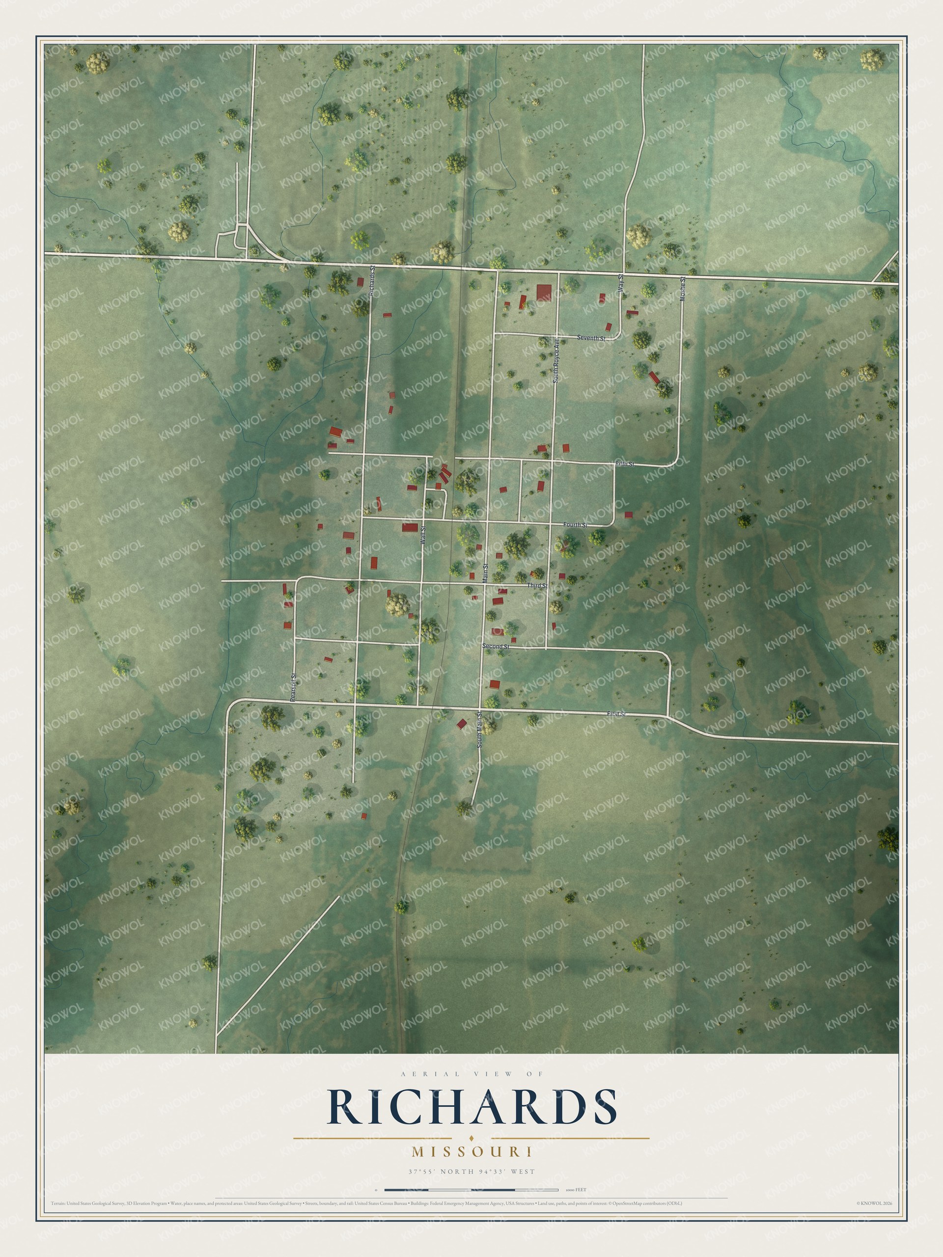Watermarked full-map preview of Richards, Missouri