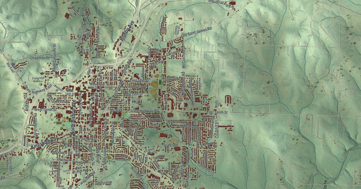 Map of Rolla, Missouri in 2026