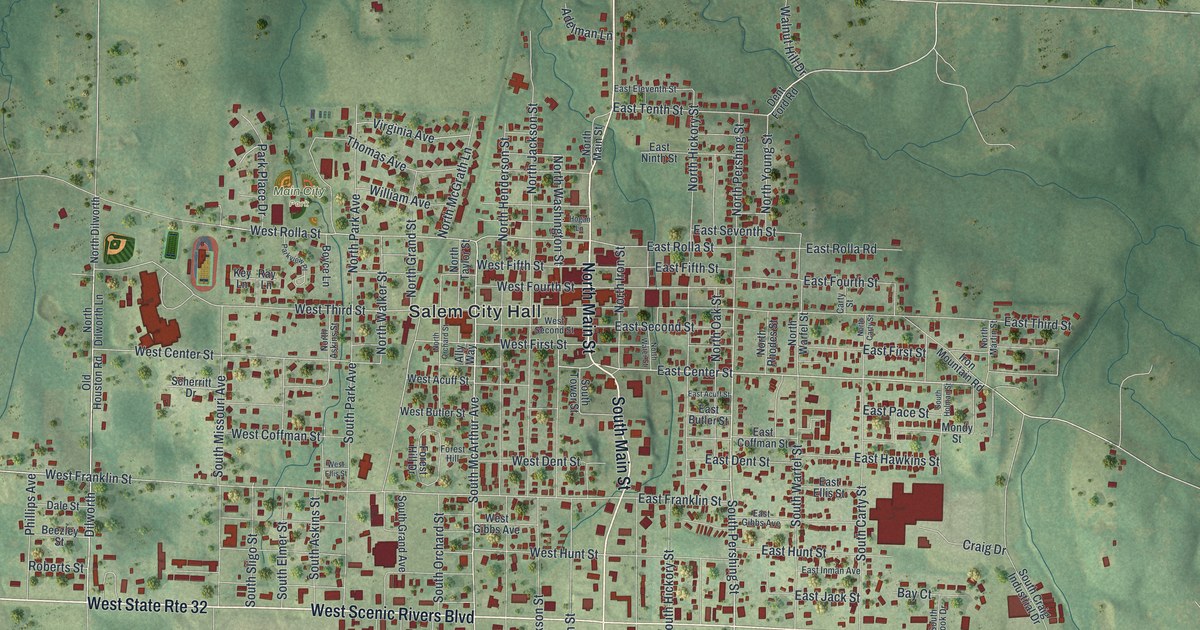 Map of Salem, Missouri in 2026