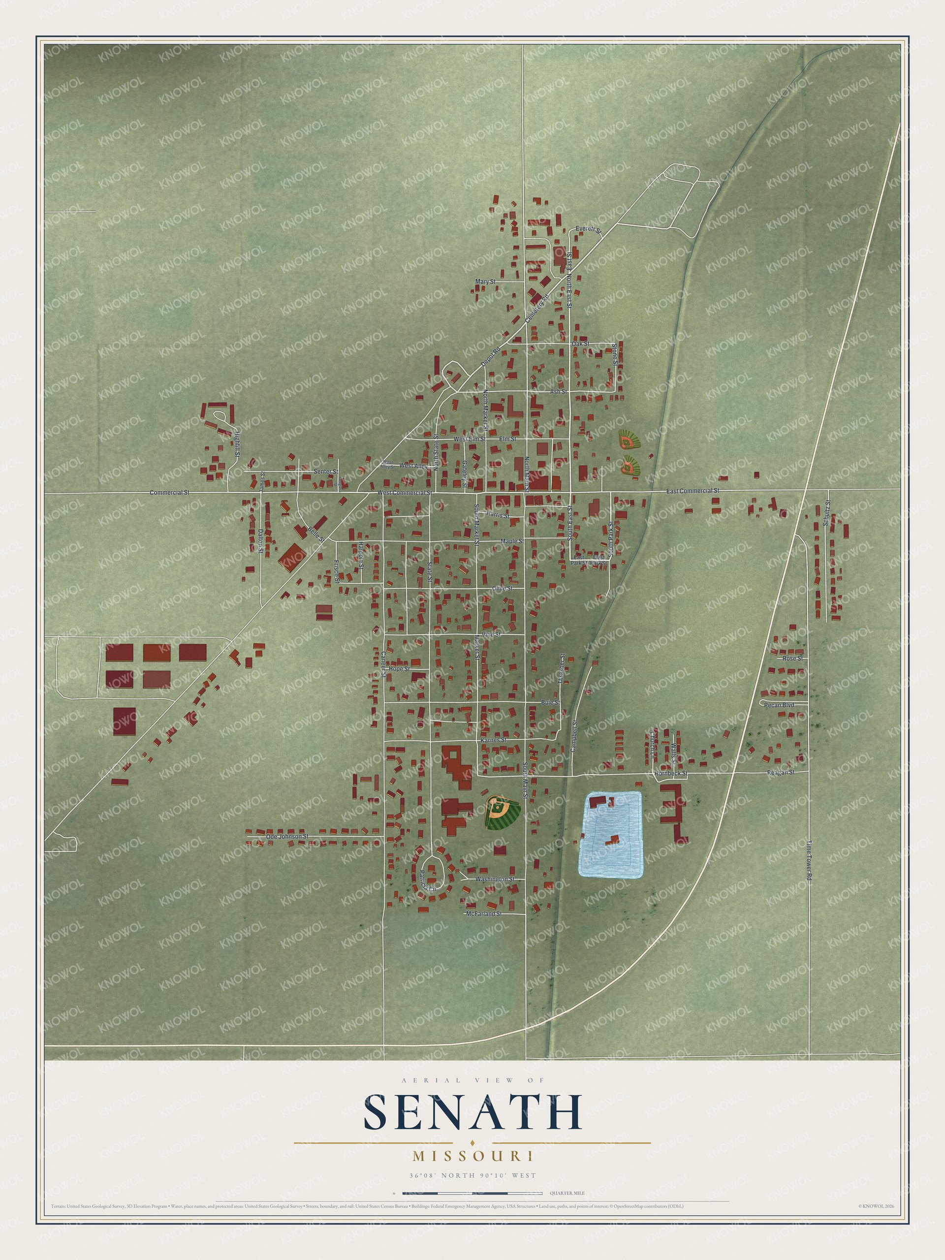 Watermarked full-map preview of Senath, Missouri