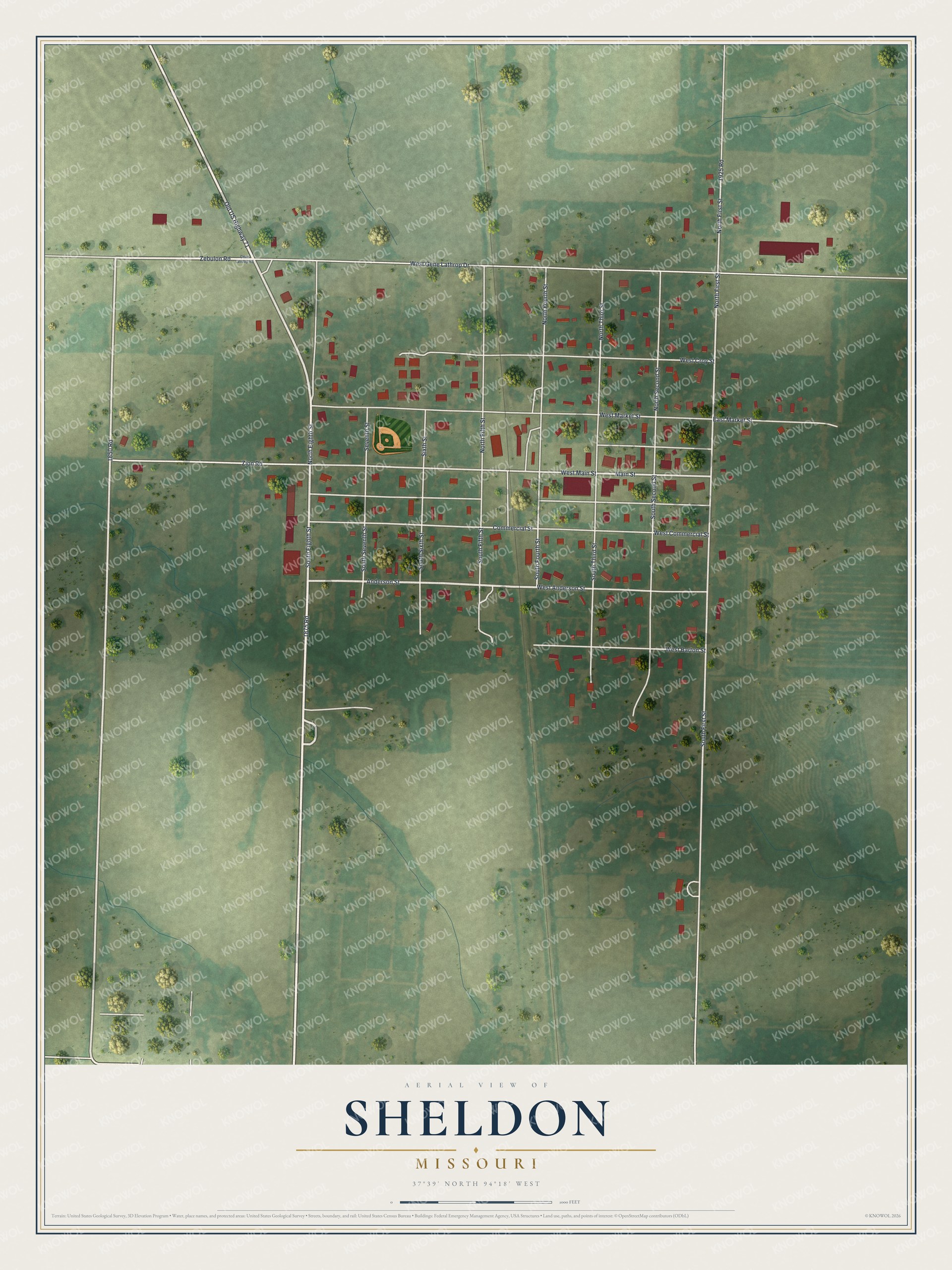 Watermarked full-map preview of Sheldon, Missouri