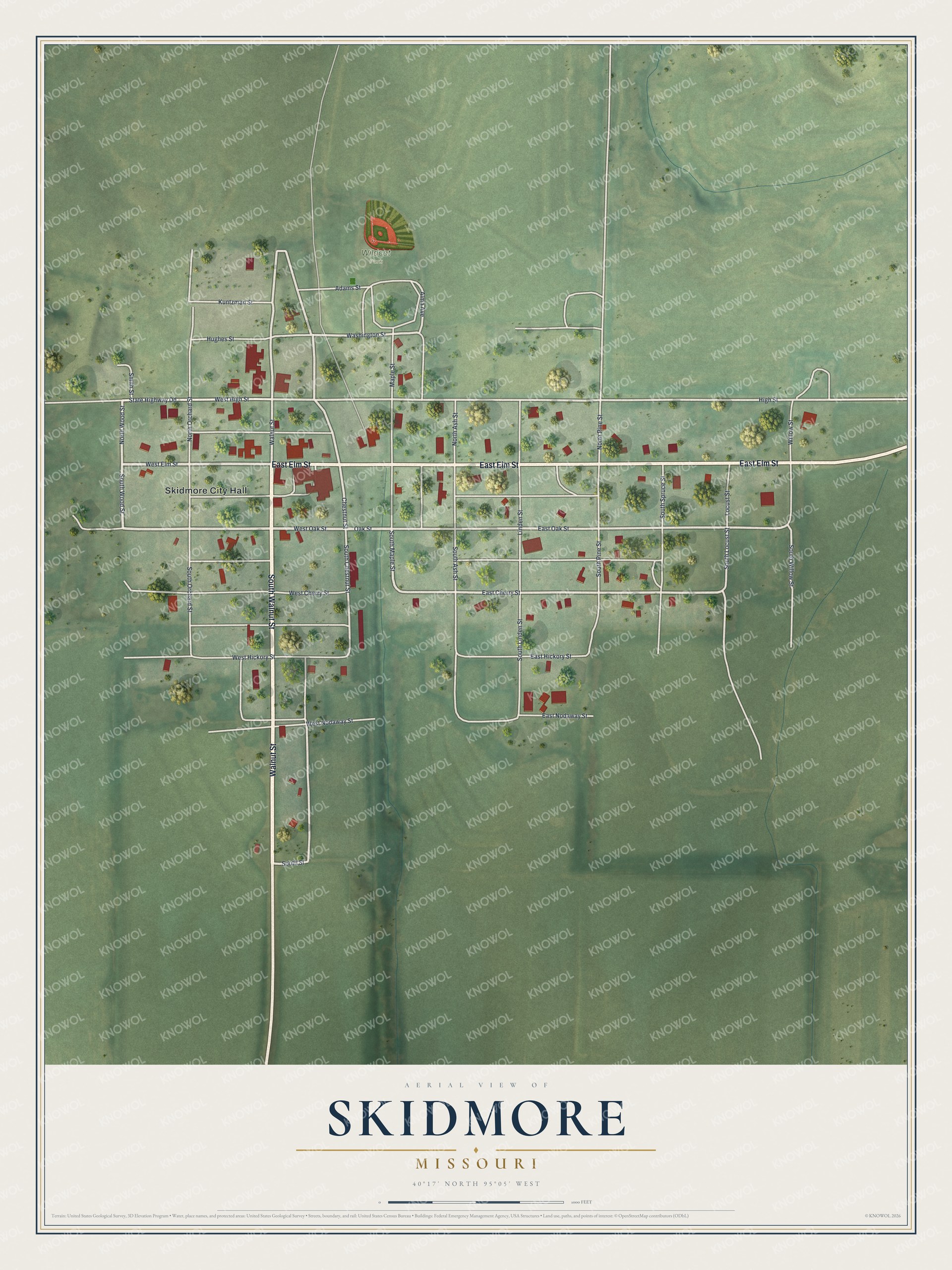 Watermarked full-map preview of Skidmore, Missouri