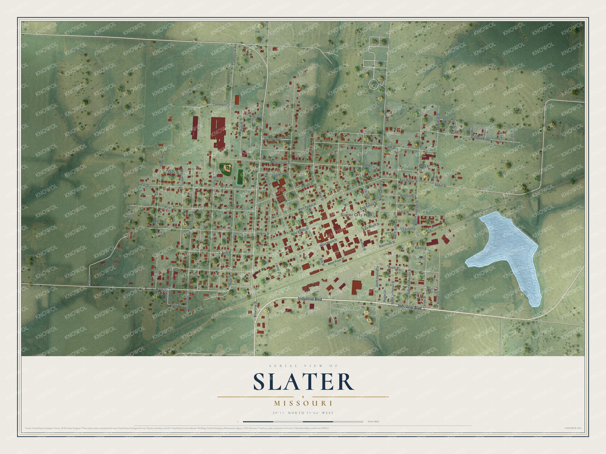 Watermarked full-map preview of Slater, Missouri
