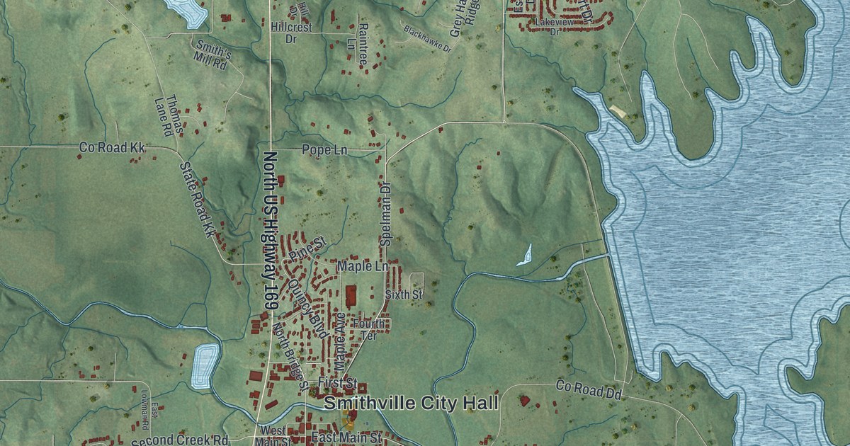 Map of Smithville, Missouri in 2026