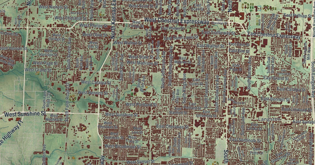 Map of Springfield, Missouri in 2026