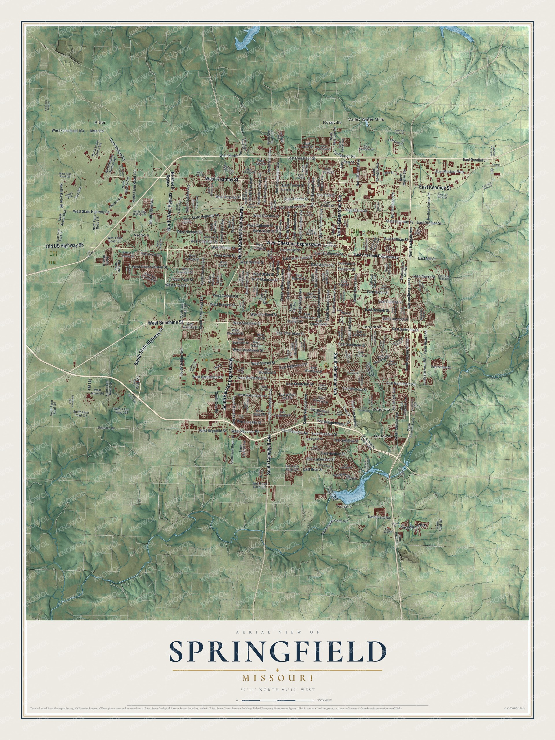 Watermarked full-map preview of Springfield, Missouri