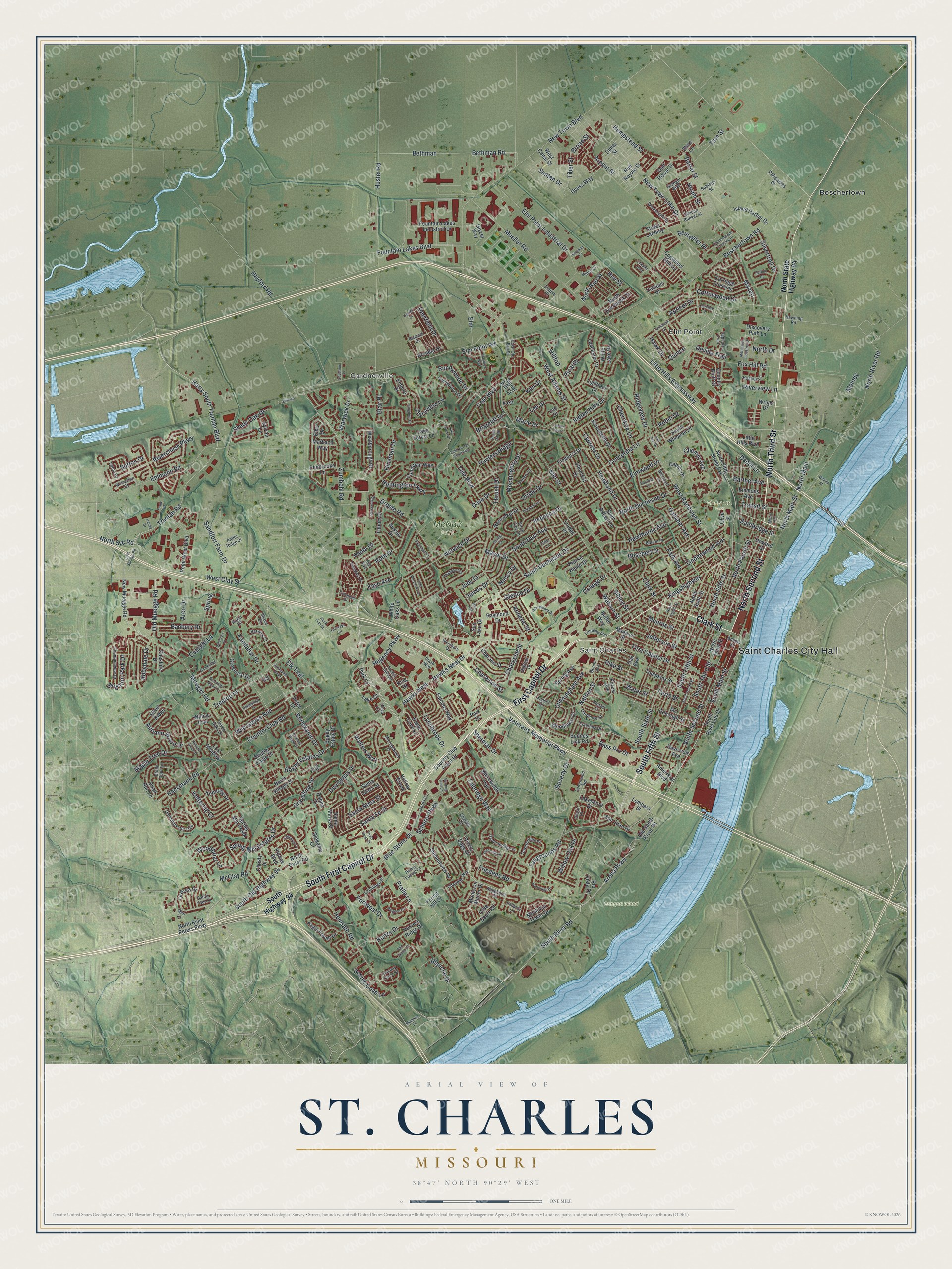 Watermarked full-map preview of St. Charles, Missouri