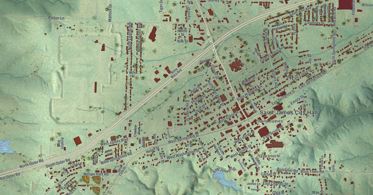 Map of St. James, Missouri in 2026