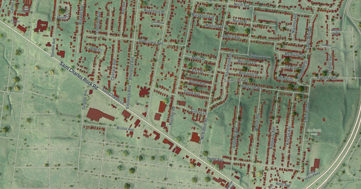 Map of St. John, Missouri in 2026