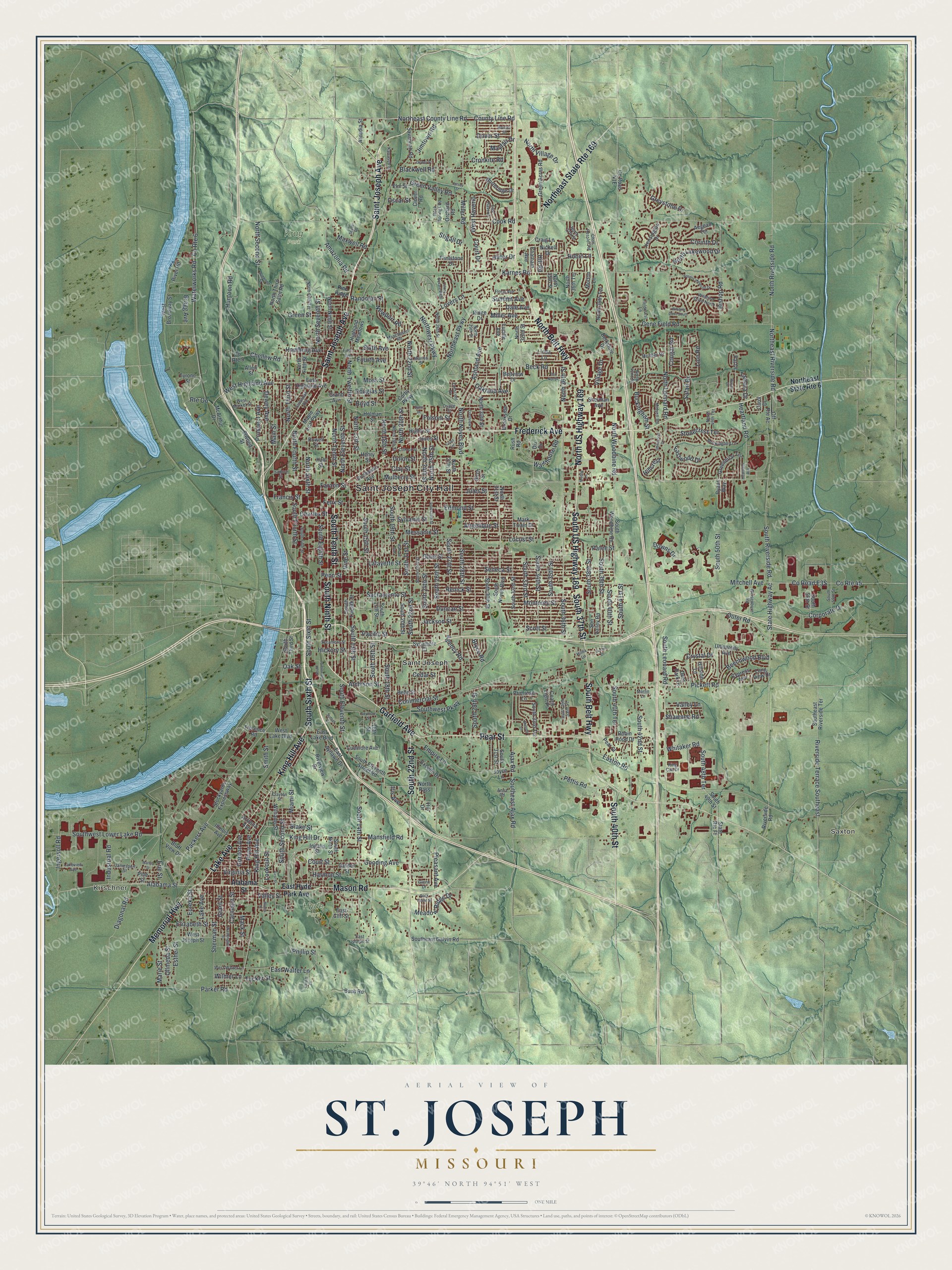 Watermarked full-map preview of St. Joseph, Missouri