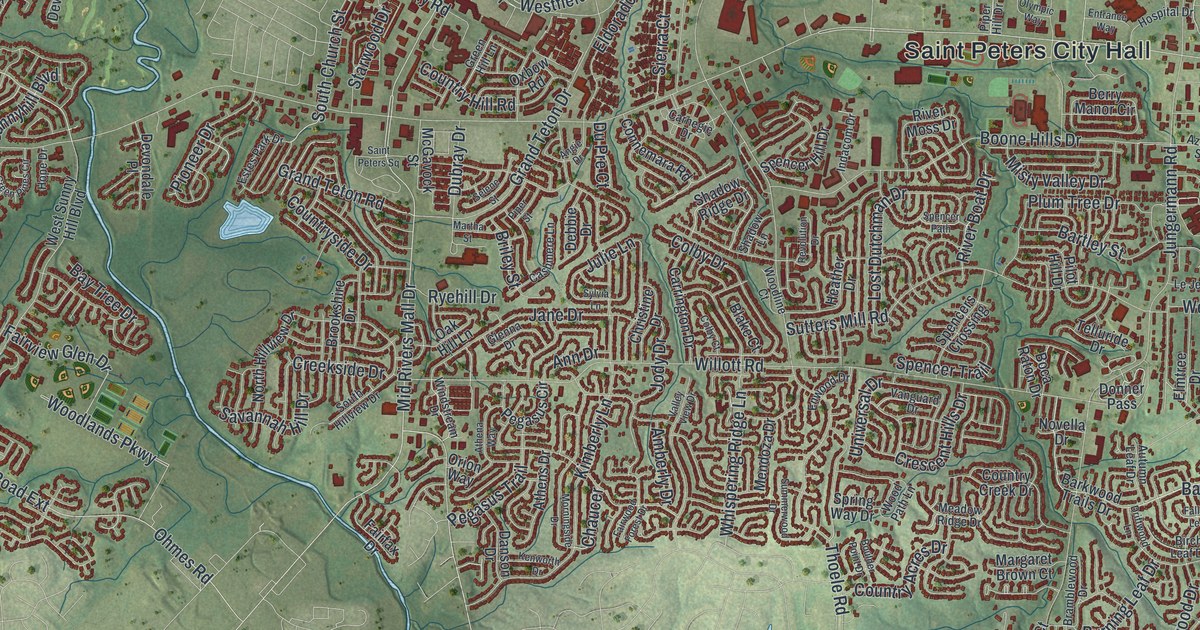 Map of St. Peters, Missouri in 2026