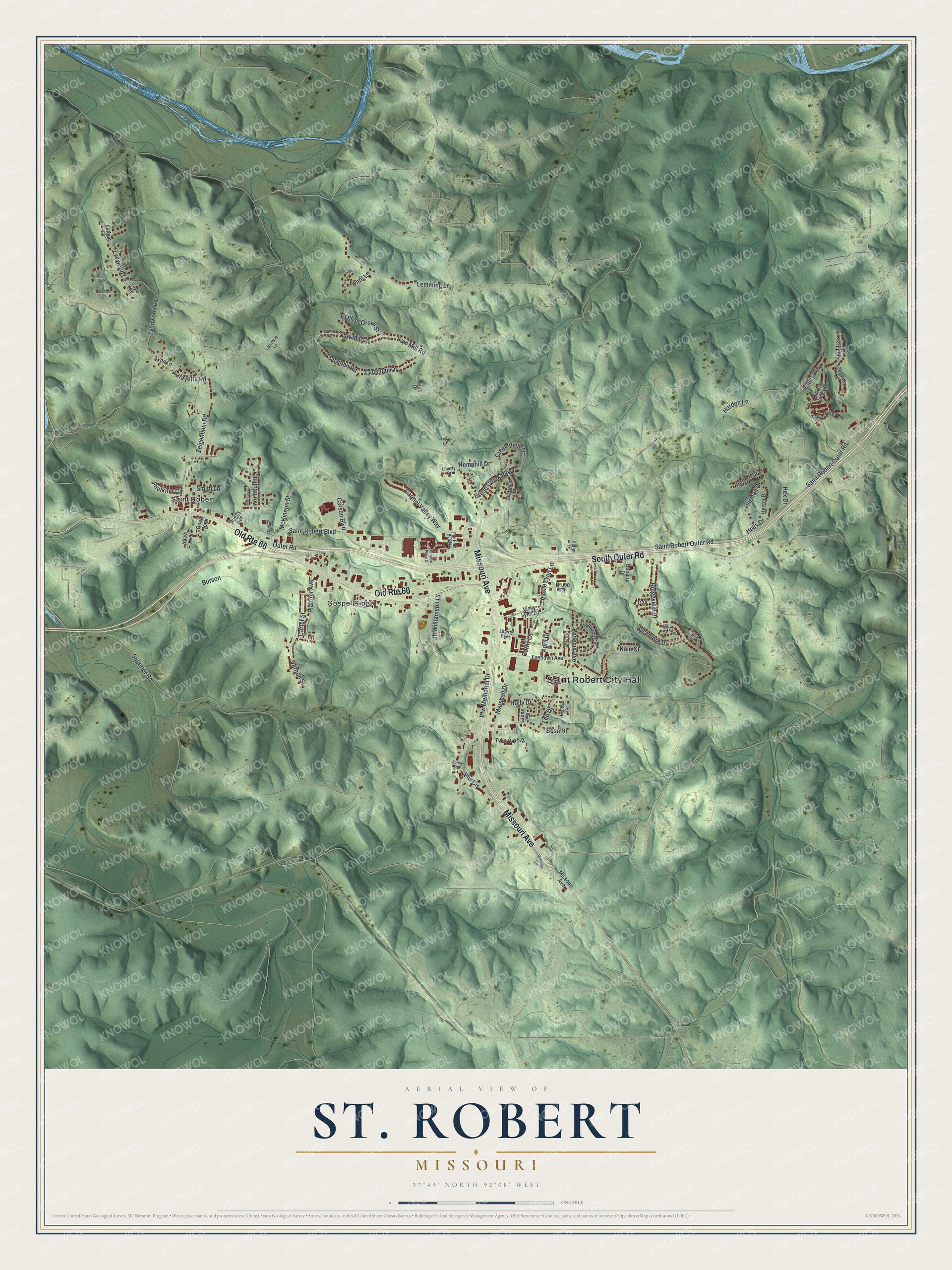 Watermarked full-map preview of St. Robert, Missouri