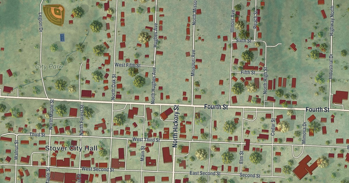 Map of Stover, Missouri in 2026