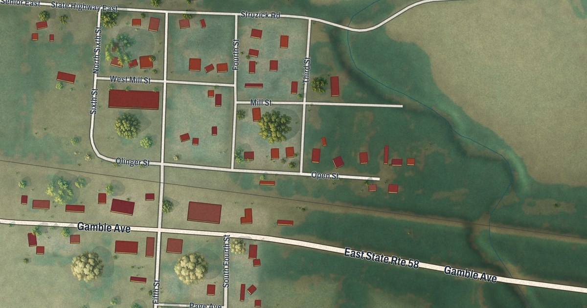 Map of Strasburg, Missouri in 2026