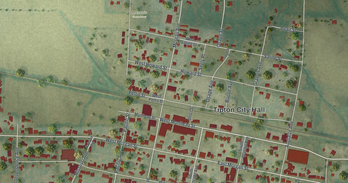 Map of Tipton, Missouri in 2026