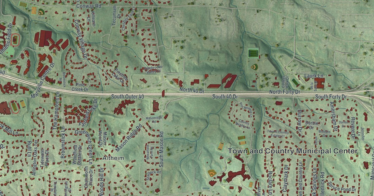 Map of Town and Country, Missouri in 2026
