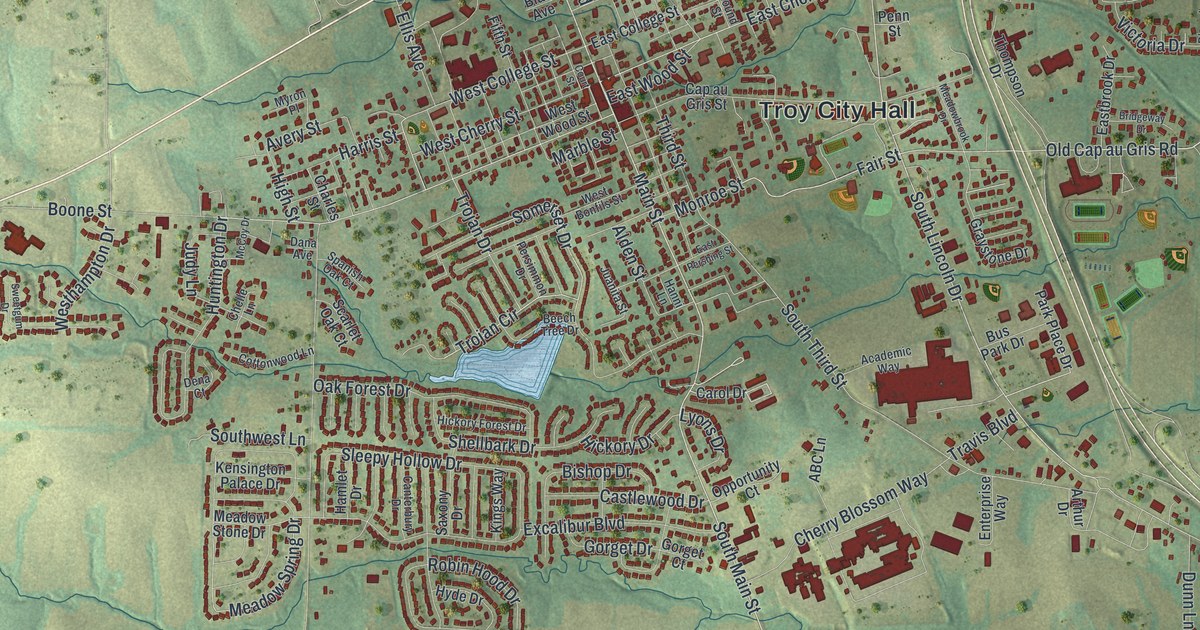Map of Troy, Missouri in 2026
