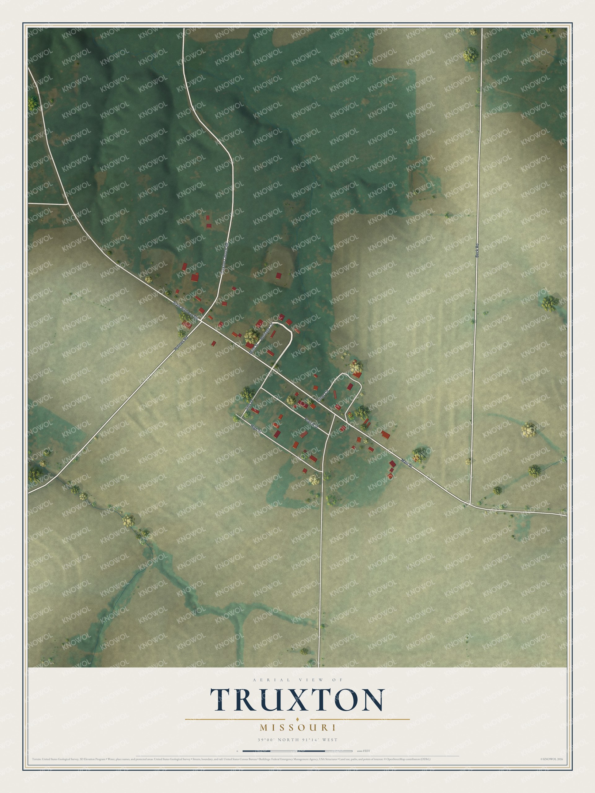 Watermarked full-map preview of Truxton, Missouri