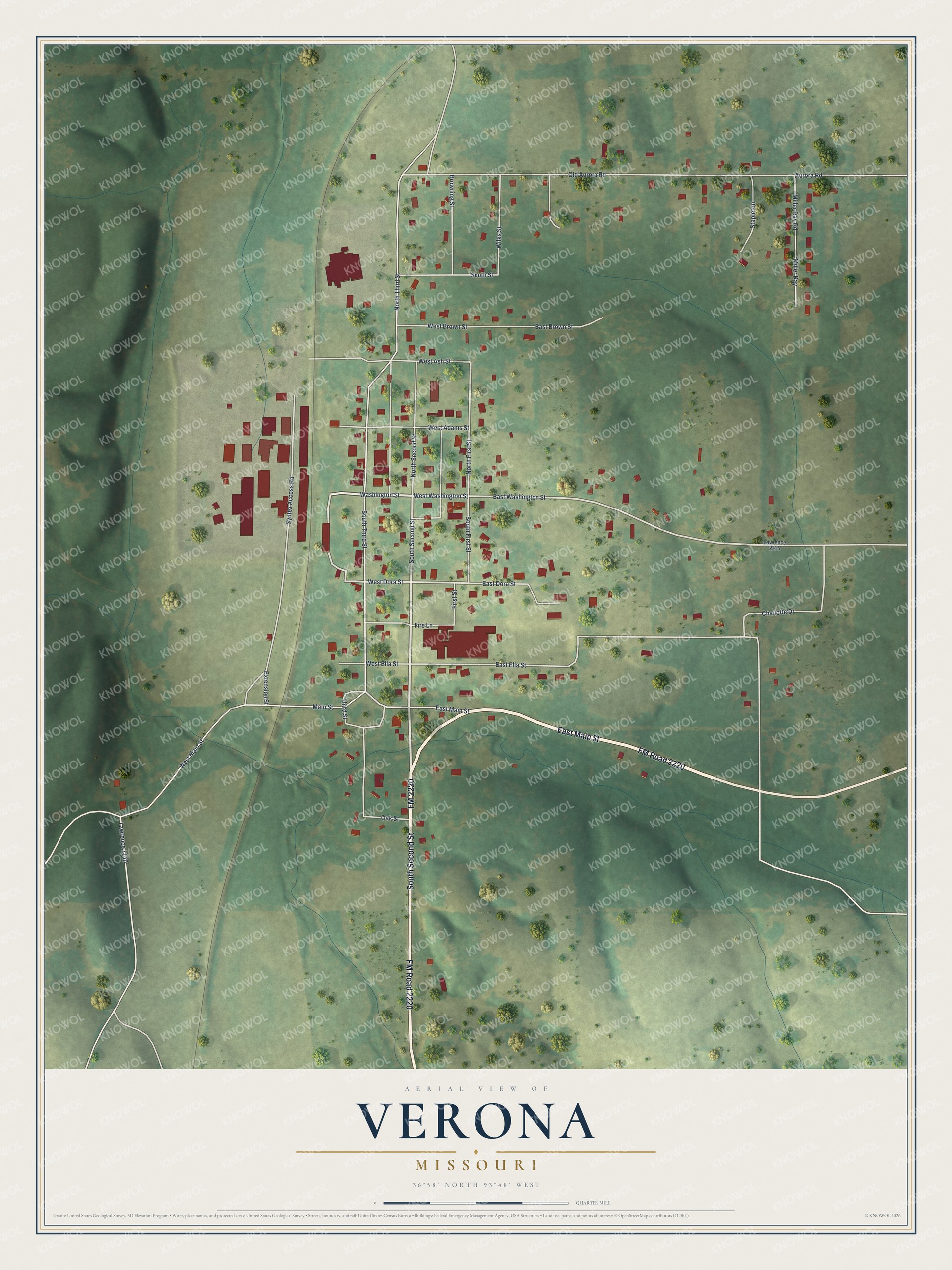 Watermarked full-map preview of Verona, Missouri