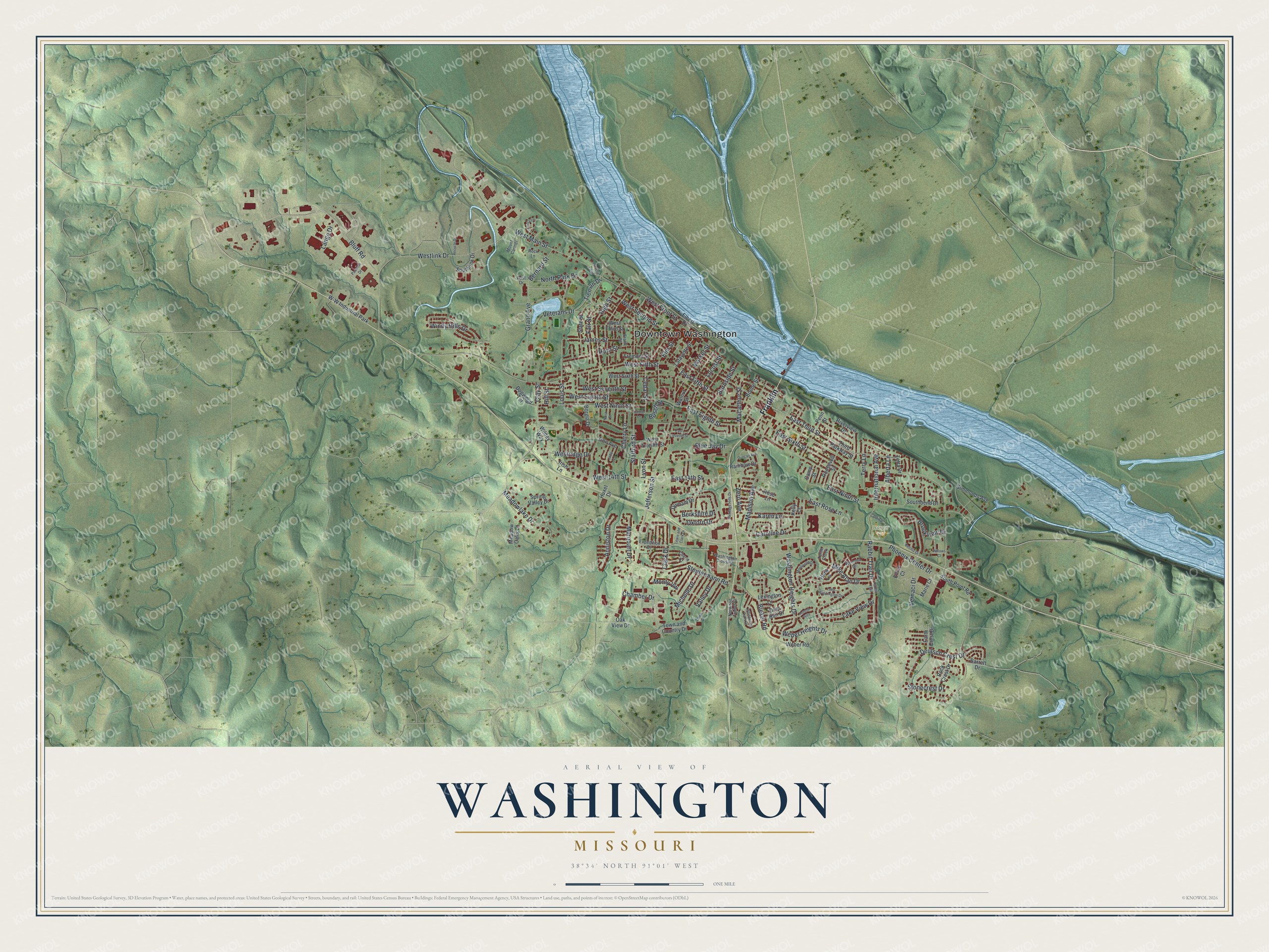 Watermarked full-map preview of Washington, Missouri