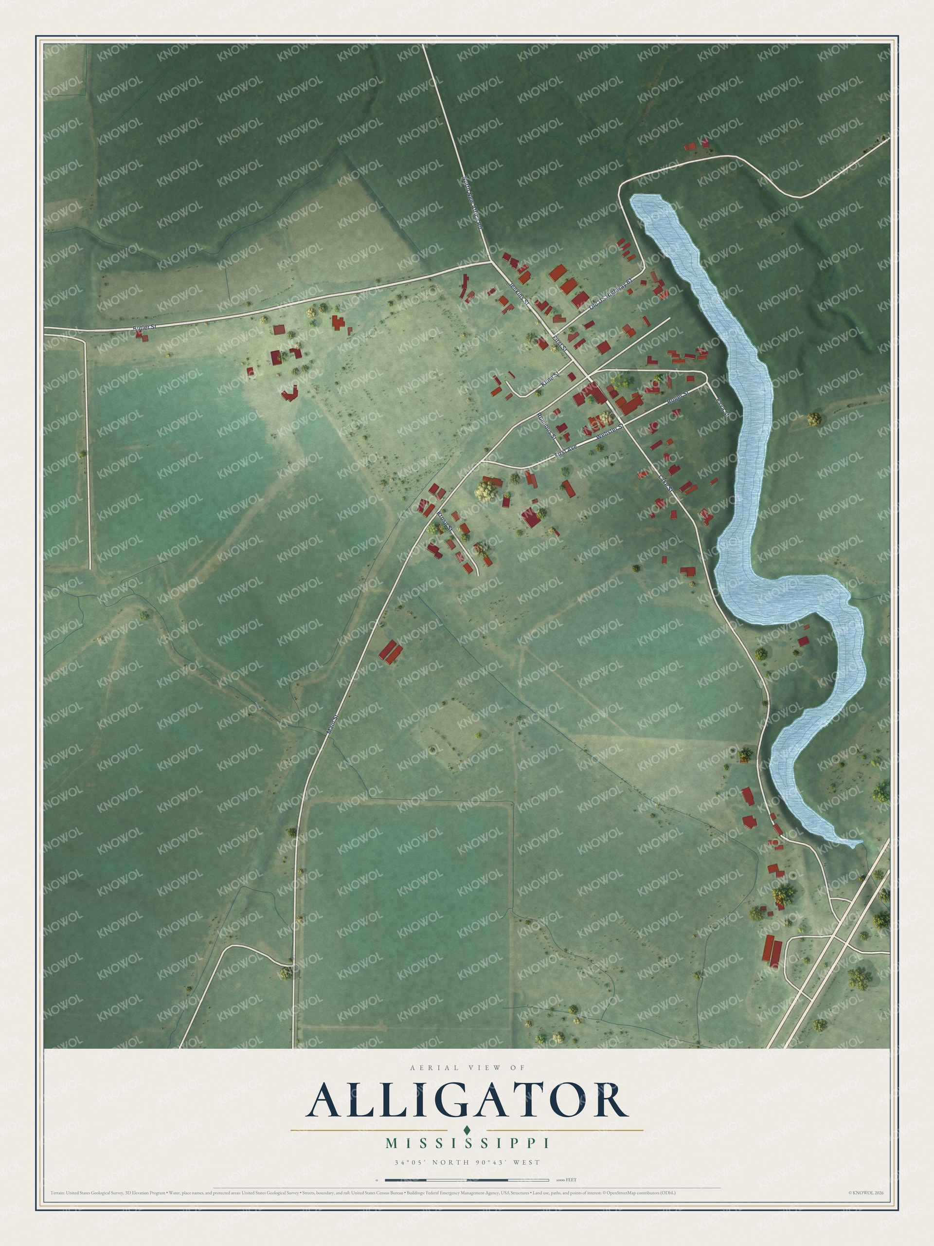 Watermarked full-map preview of Alligator, Mississippi
