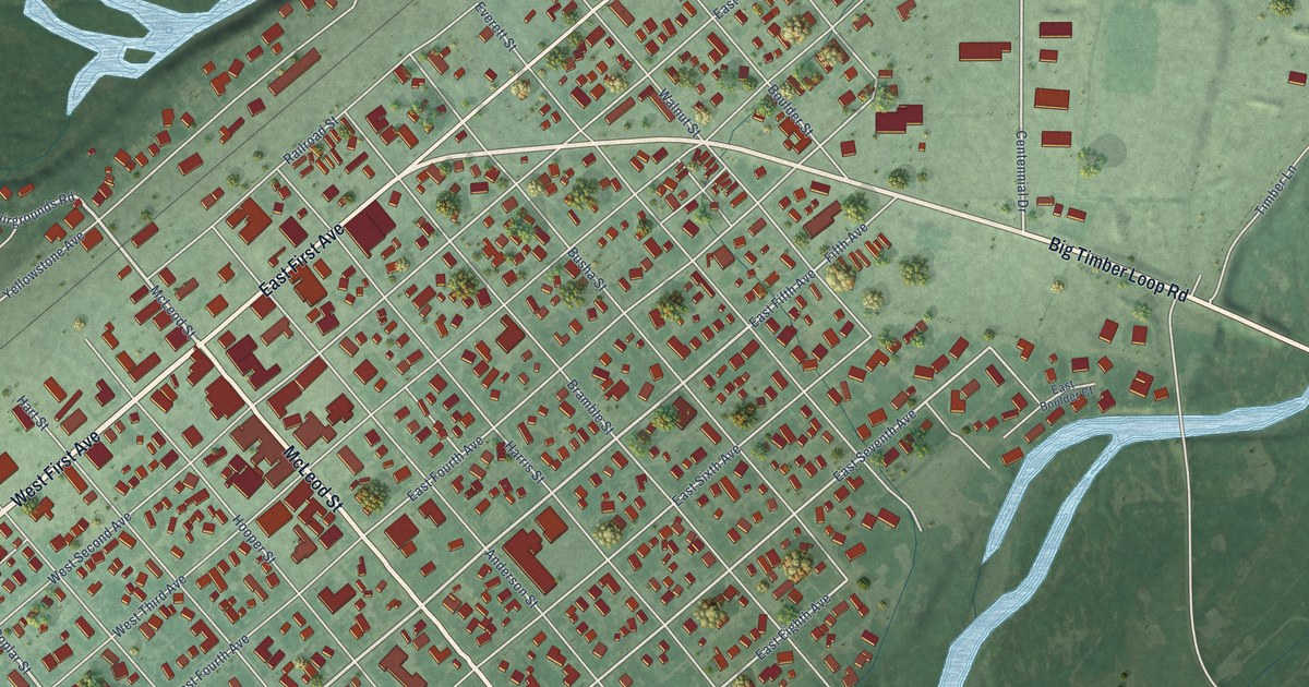 Map of Big Timber, Montana in 2026