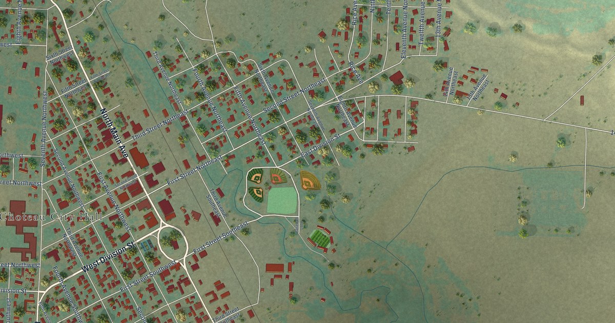 Map of Choteau, Montana in 2026