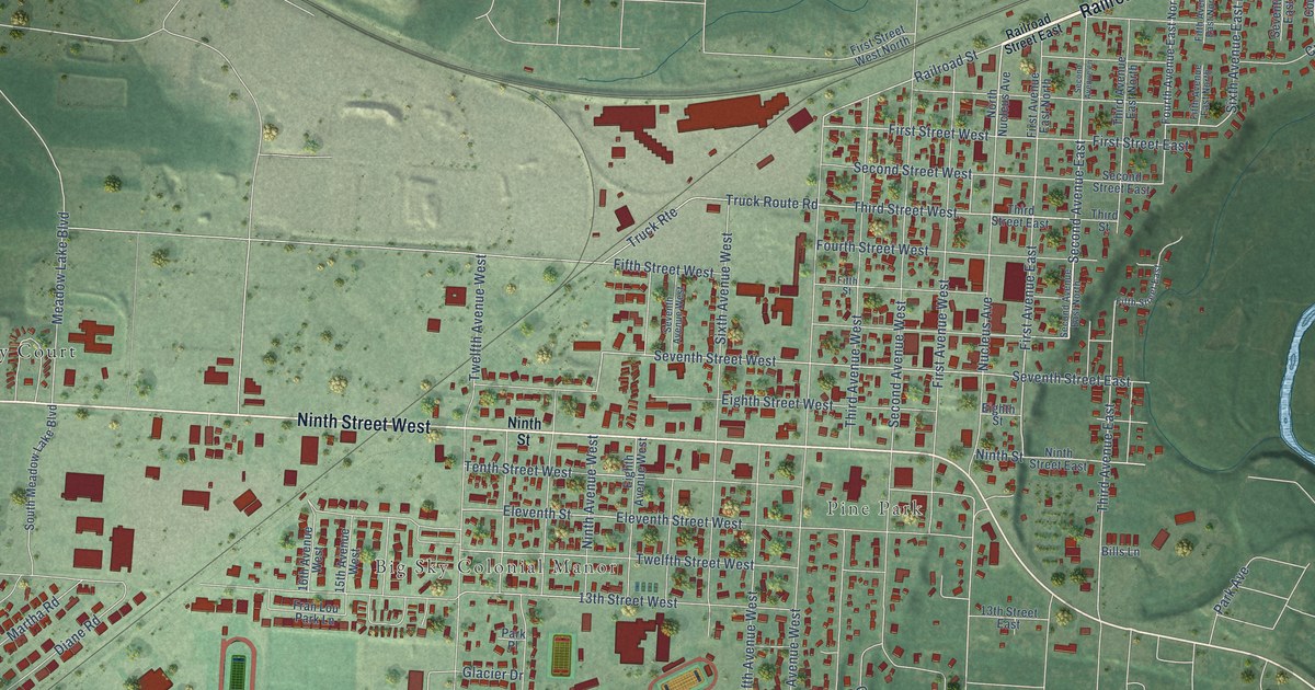 Map of Columbia Falls, Montana in 2026