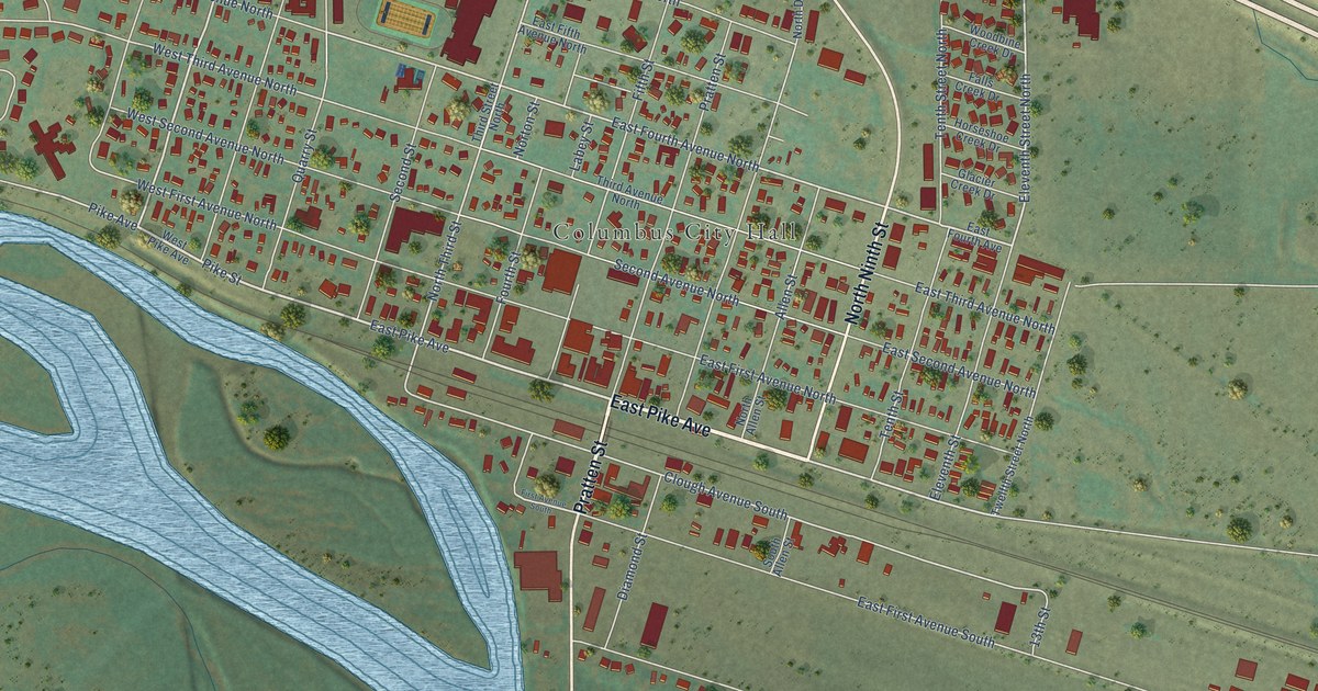 Map of Columbus, Montana in 2026