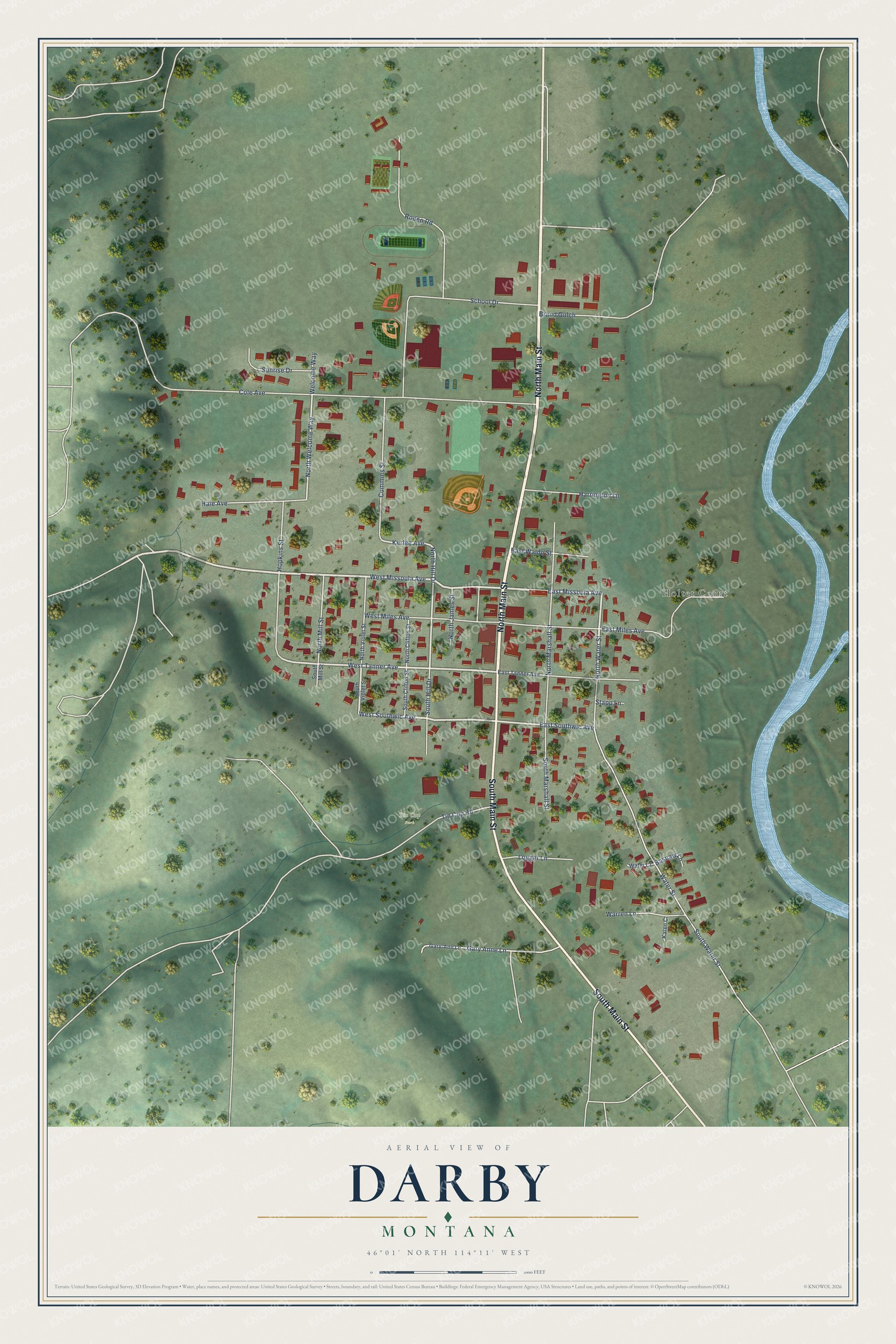 Watermarked full-map preview of Darby, Montana
