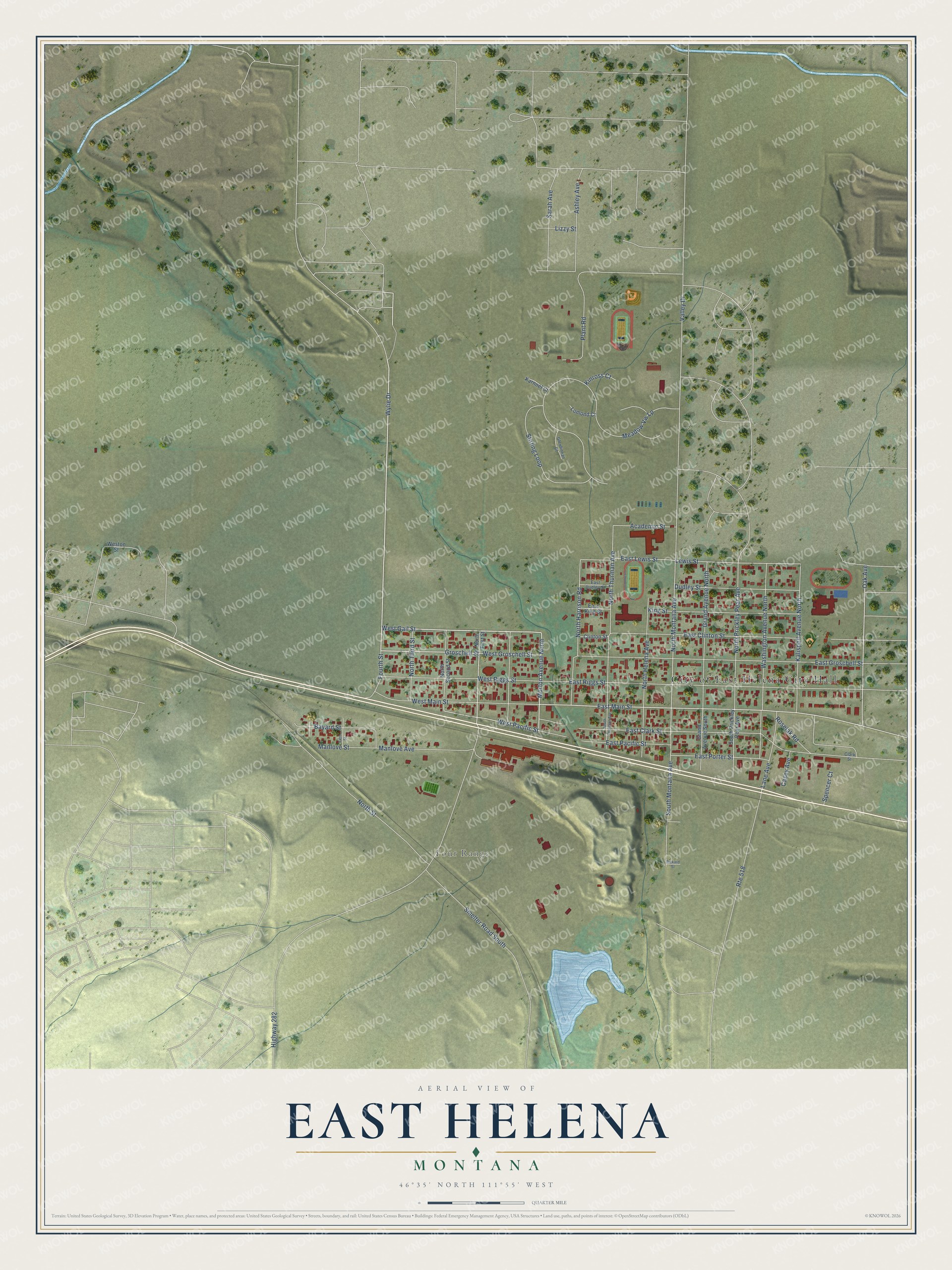 Watermarked full-map preview of East Helena, Montana