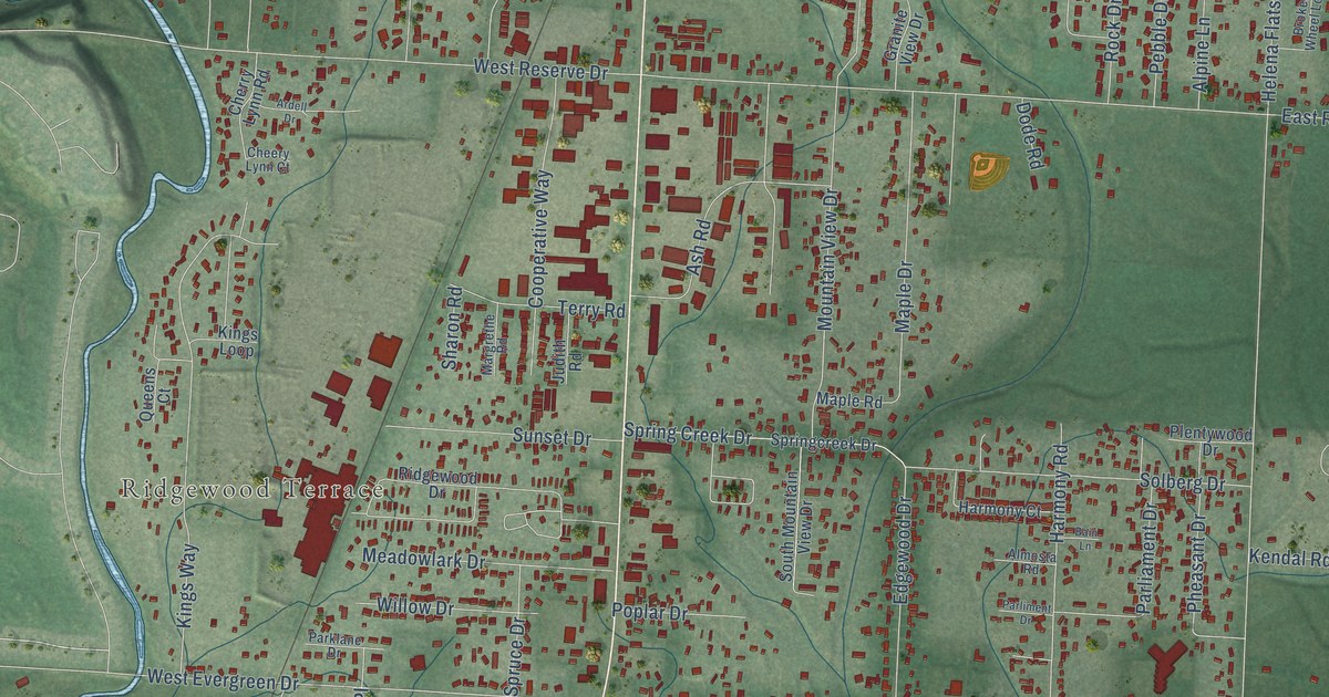 Map of Evergreen, Montana in 2026