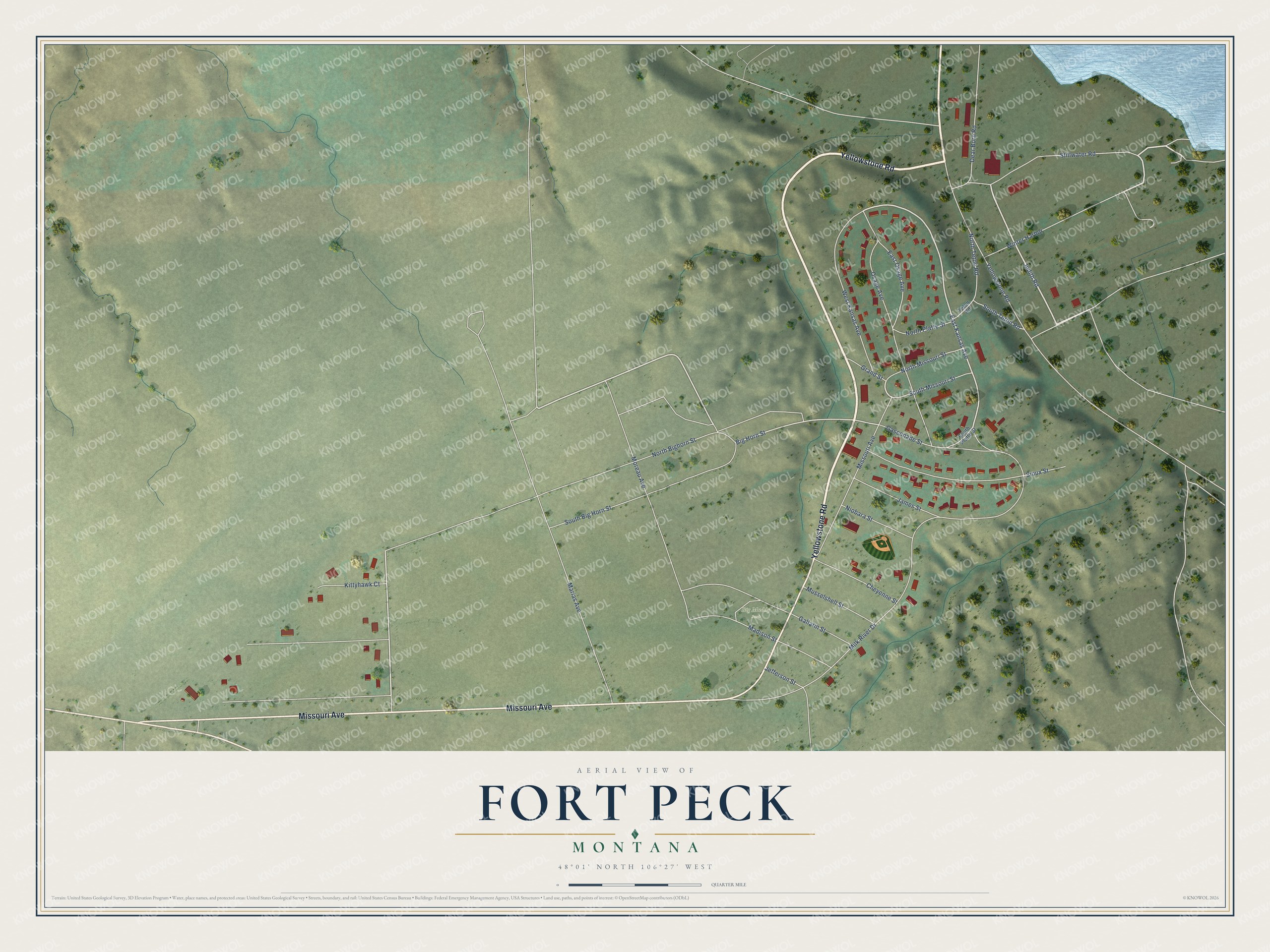 Watermarked full-map preview of Fort Peck, Montana