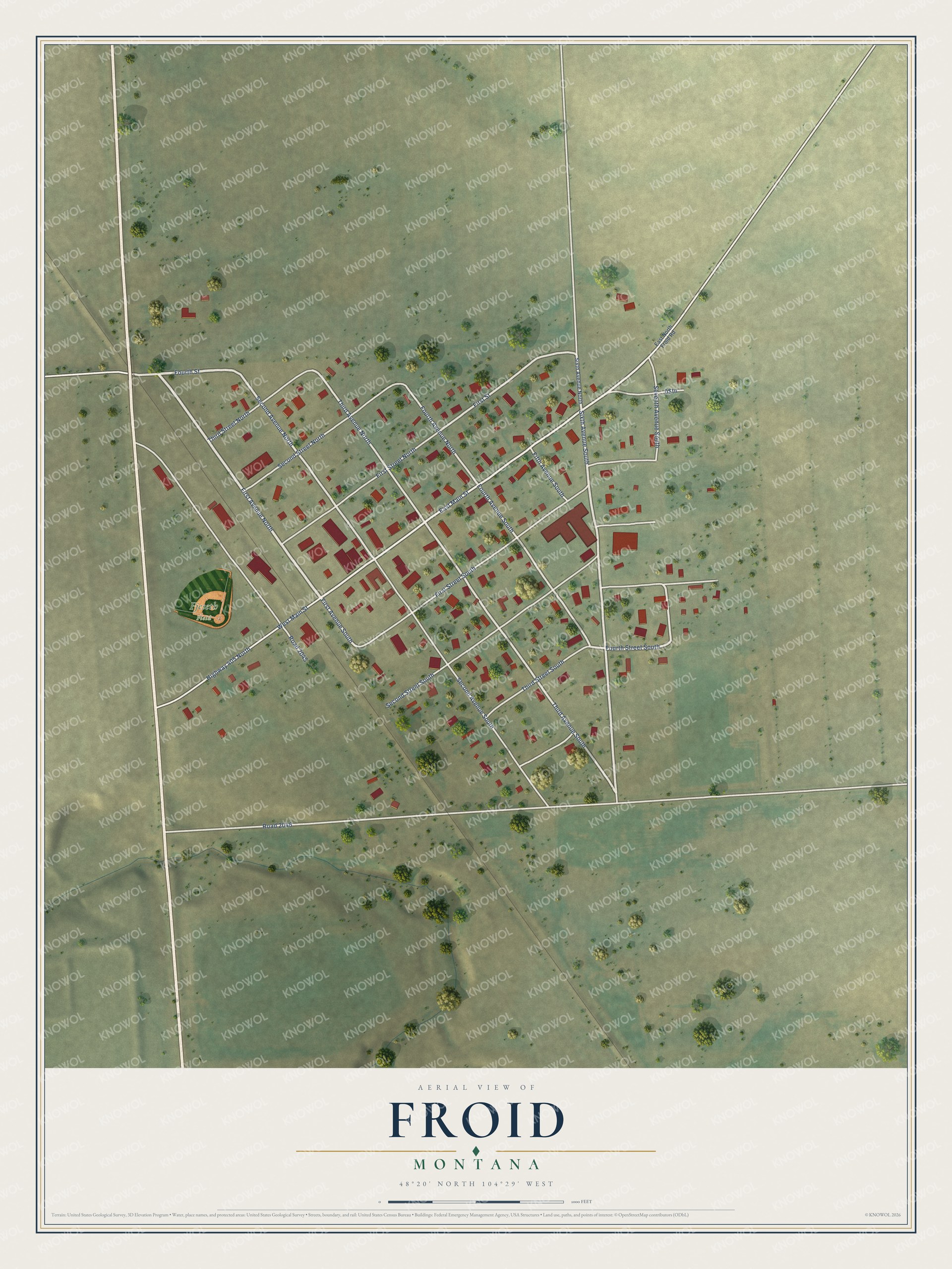 Watermarked full-map preview of Froid, Montana