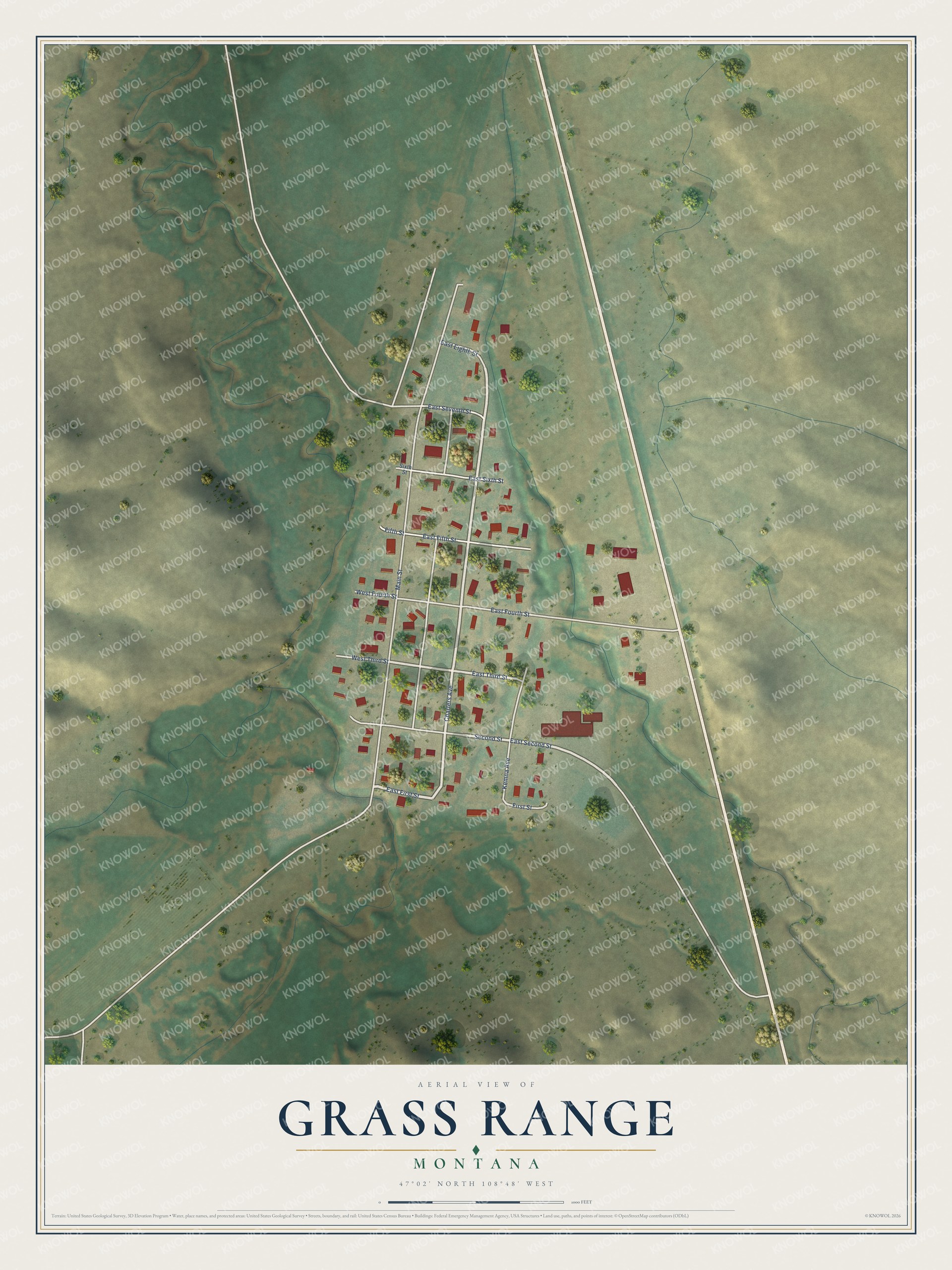 Watermarked full-map preview of Grass Range, Montana