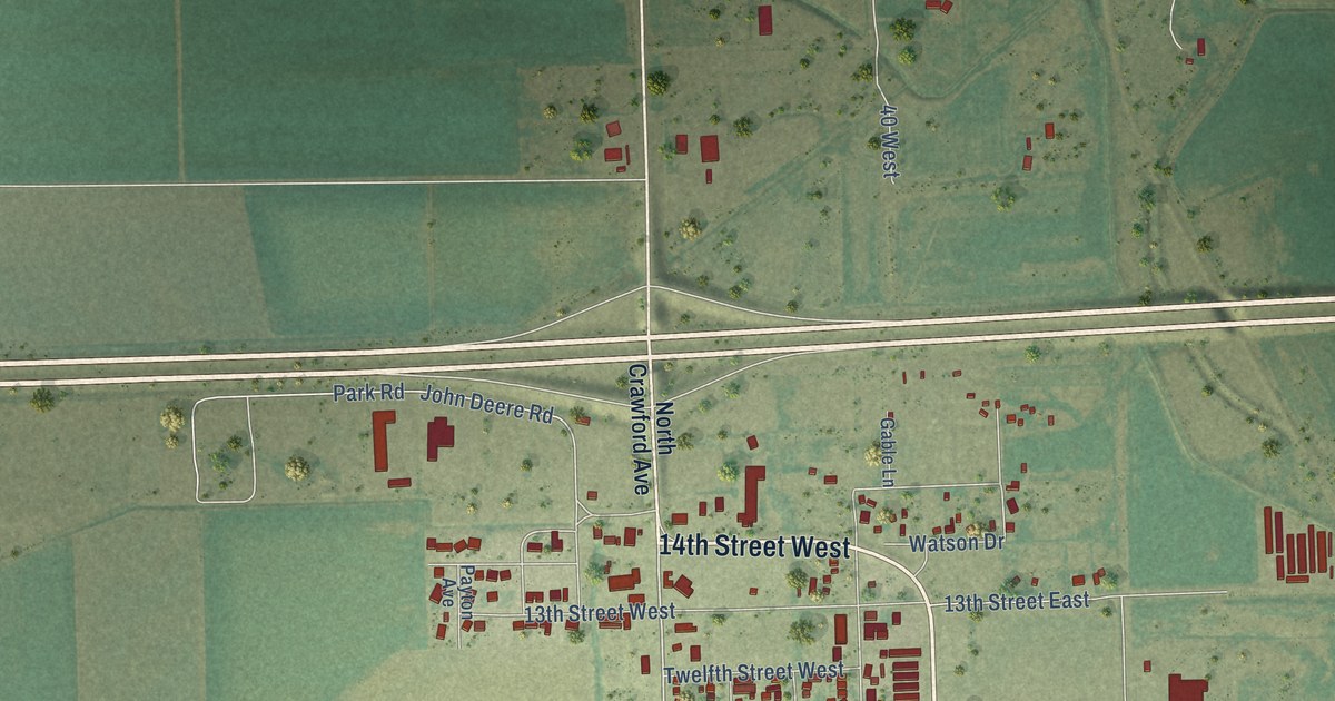 Map of Hardin, Montana in 2026