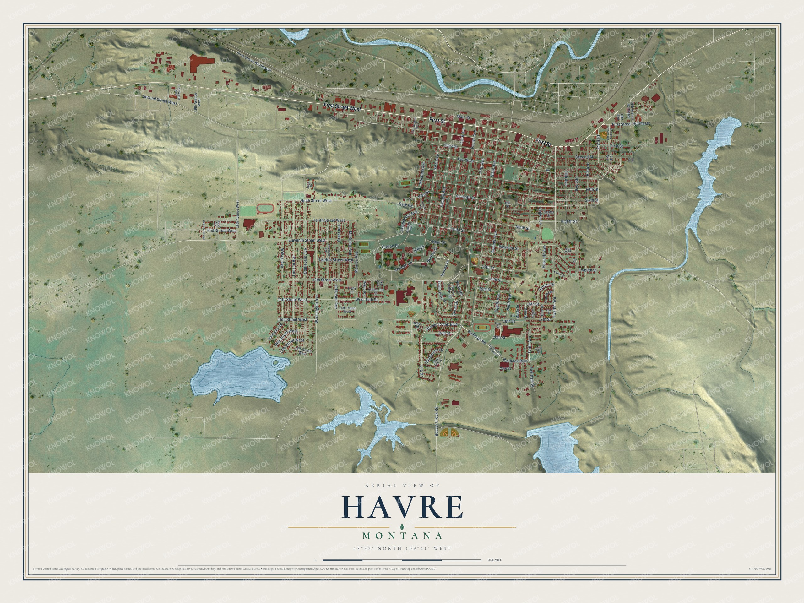 Watermarked full-map preview of Havre, Montana